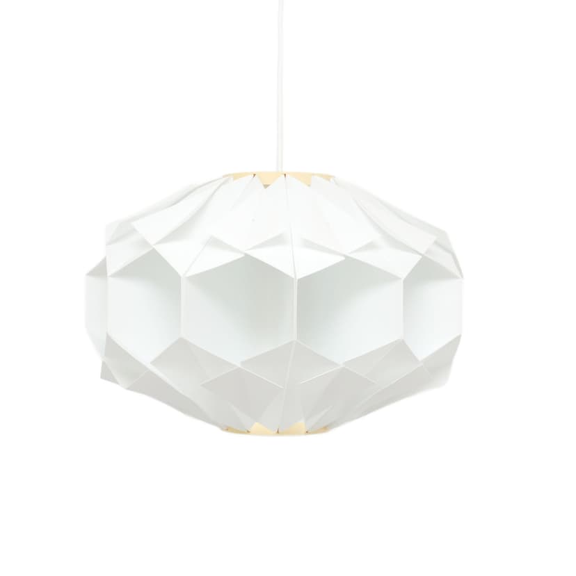 Pendant lamp, white plastic, by L. Schiøler, Denmark, 1970s.