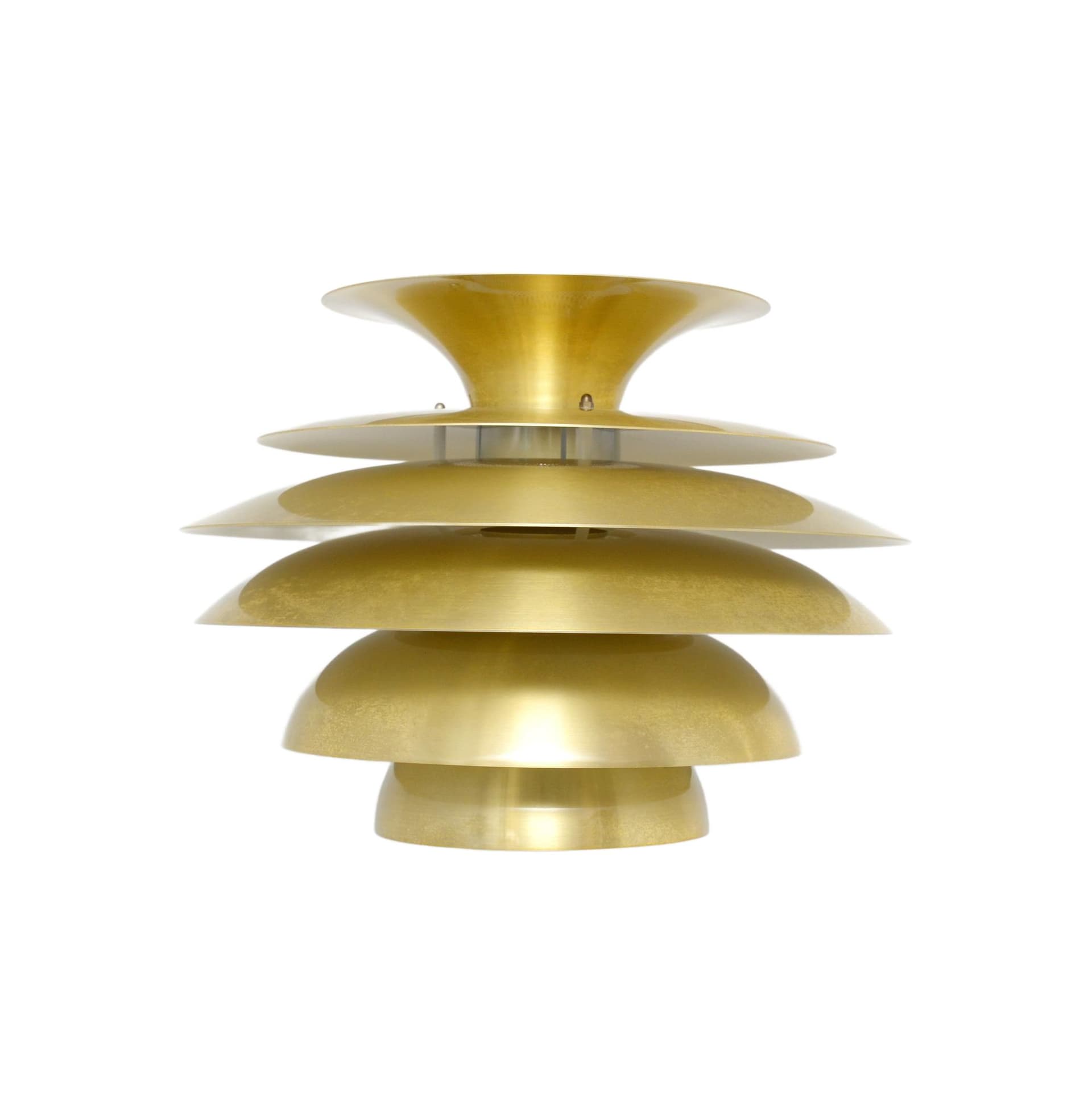 Pendant lamp, gold metal, Denmark, 1970s.