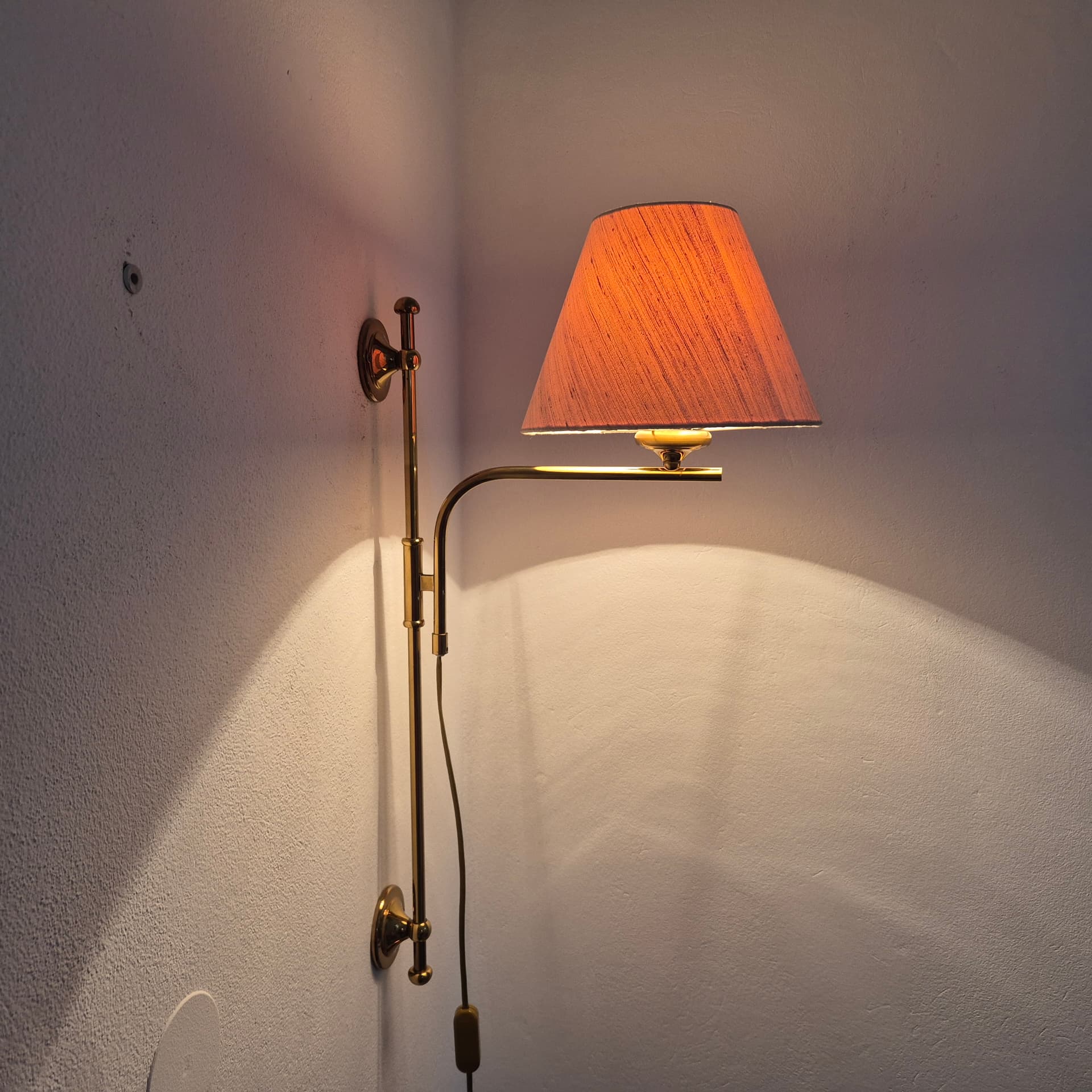 Para lamp ściennych, mosiądz złoty, bawełna beżowa, Niemcy, lata 80. - 324901