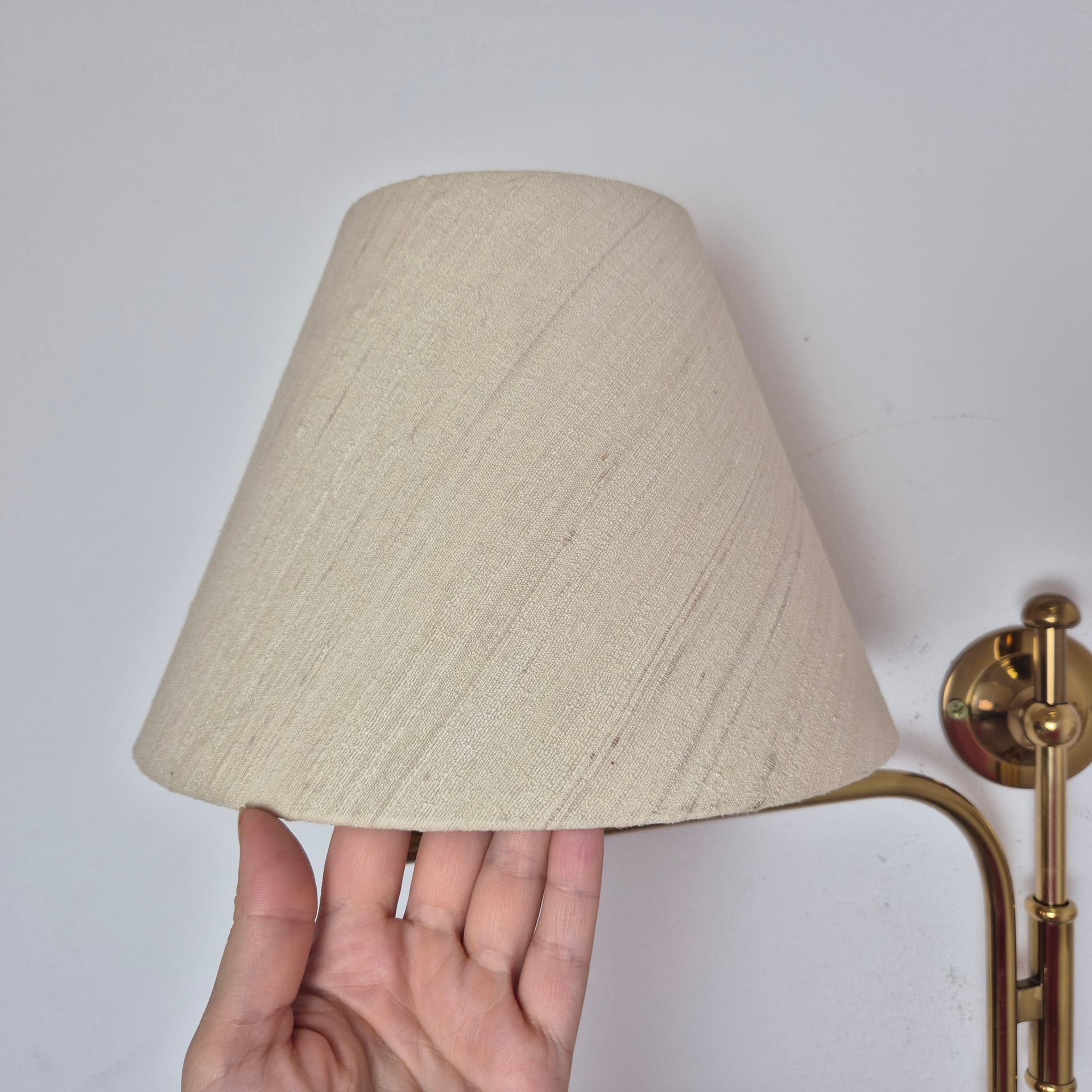 Para lamp ściennych, mosiądz złoty, bawełna beżowa, Niemcy, lata 80. - 324899
