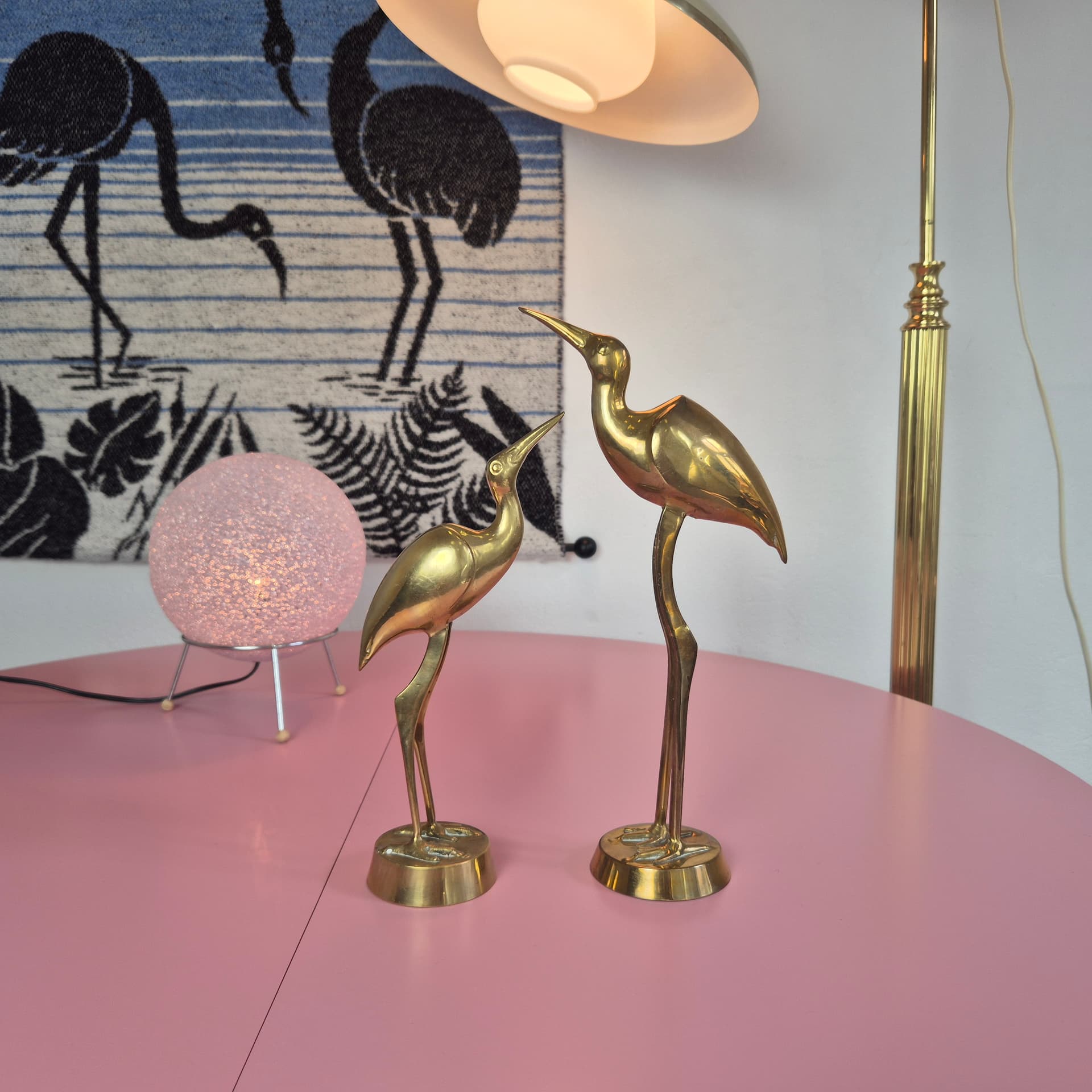 Pair of heron figurines, gold brass, Denmark, 1970s. - 324906