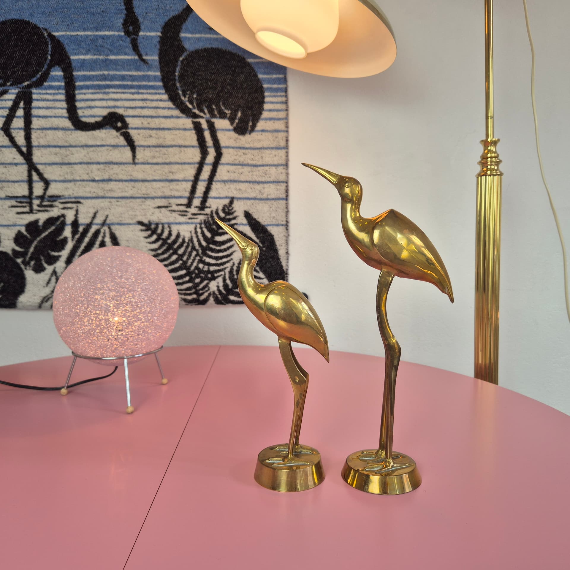 Pair of heron figurines, gold brass, Denmark, 1970s. - 324902