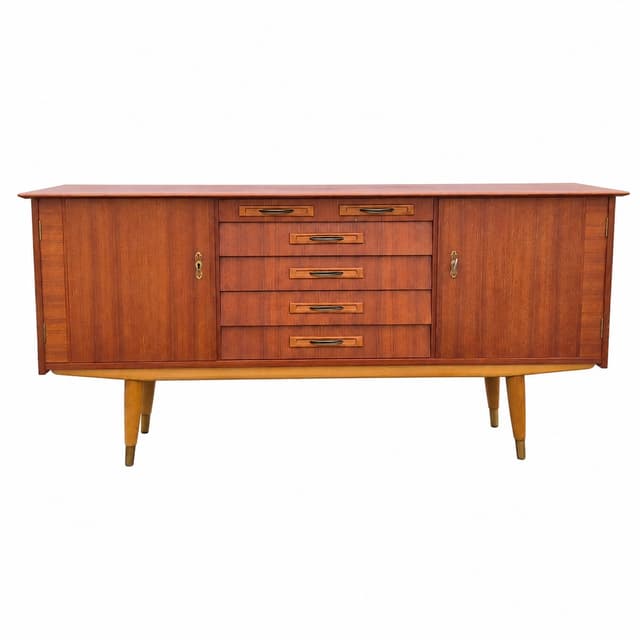 Sideboard, brown teak, Norway, 1960s. - DIMENSION