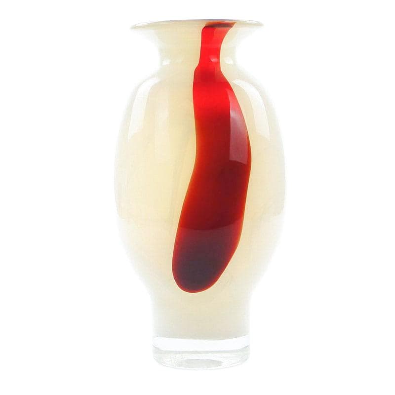 Vase Cyntia, colored glass beige red transparent, by Z. Horbowy, Huta Szkła Inwald, Poland, 1970s