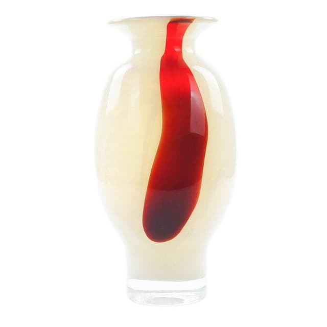 Vase Cyntia, colored glass beige red transparent, by Z. Horbowy, Huta Szkła Inwald, Poland, 1970s - DIMENSION