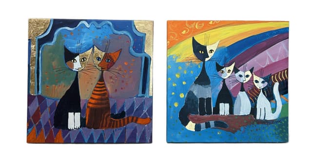Set of Two Prints, multicolor paper, 1980s. - DIMENSION