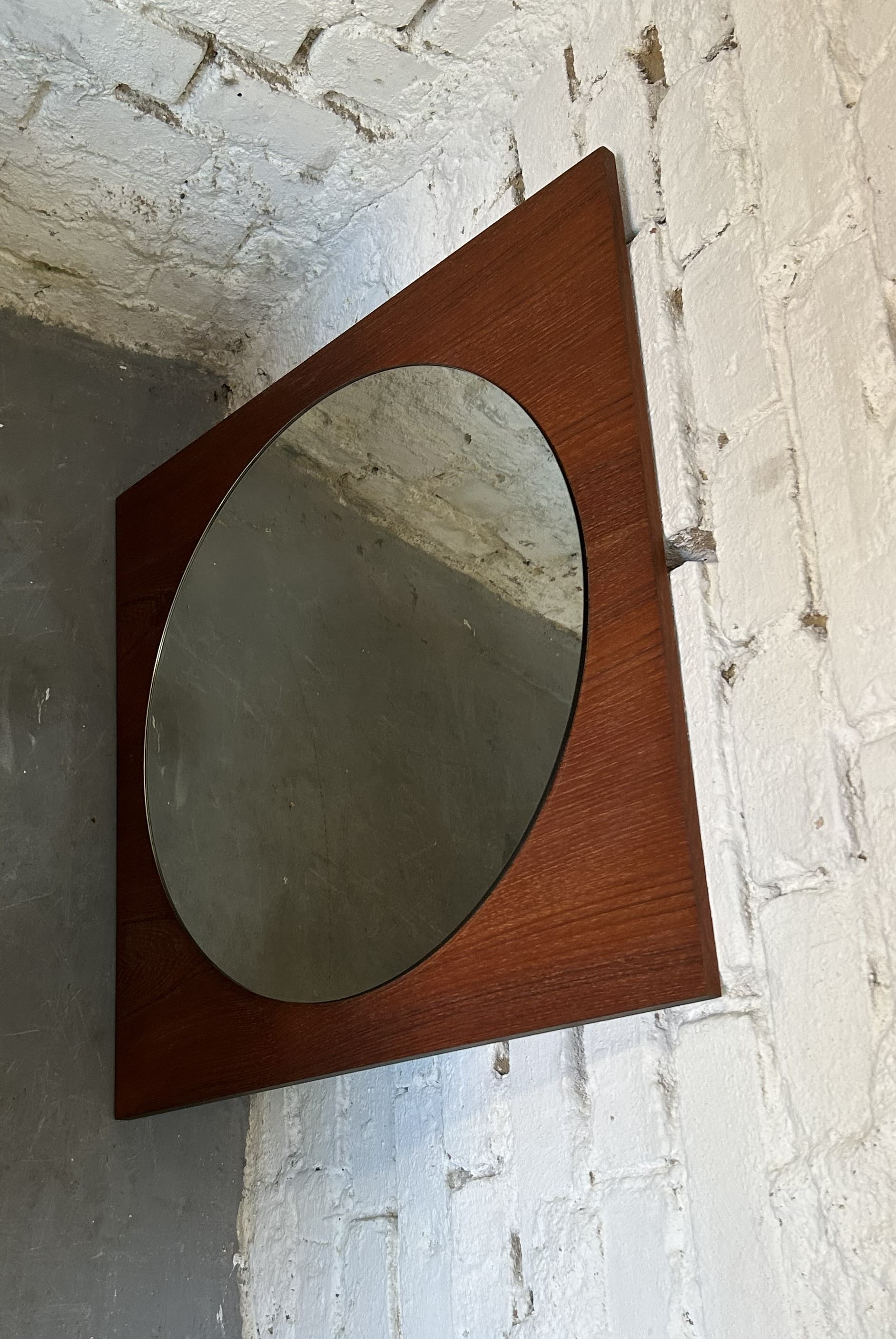Square mirror, brown teak, 1960s - 325126