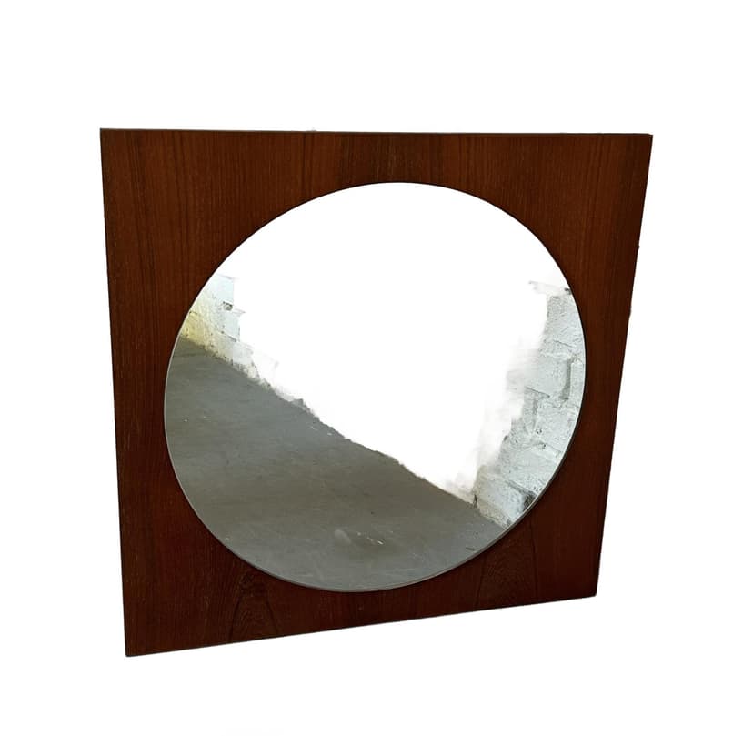Square mirror, brown teak, 1960s
