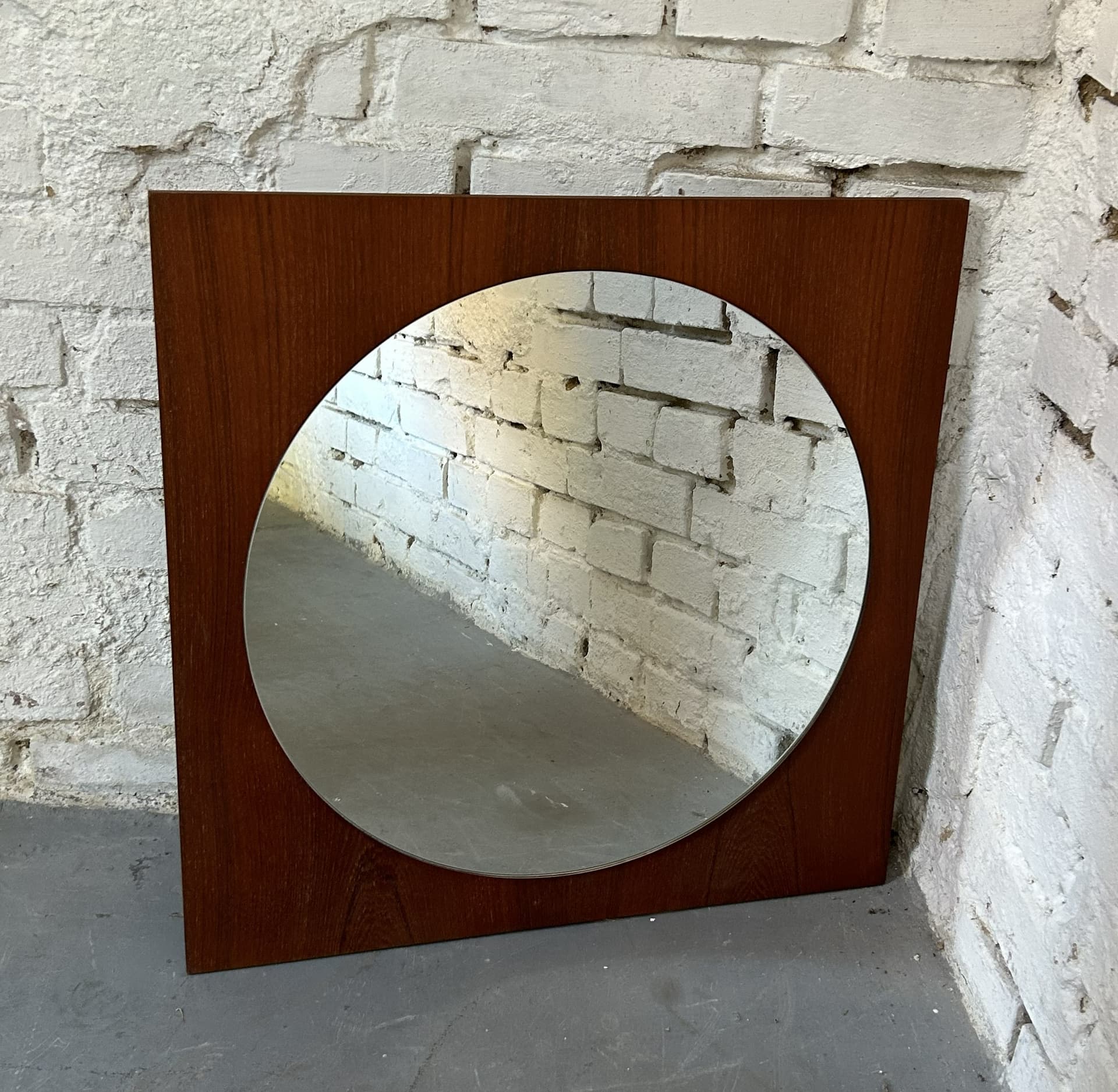 Square mirror, brown teak, 1960s - 325125