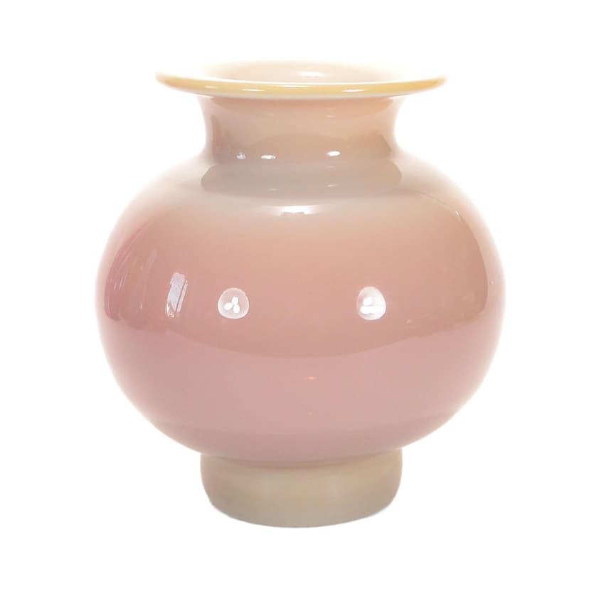 Vase Cyntia, pink beige soda-lime glass, by Z. Horbowy, Huta Szkła Inwald, Poland, 1970s