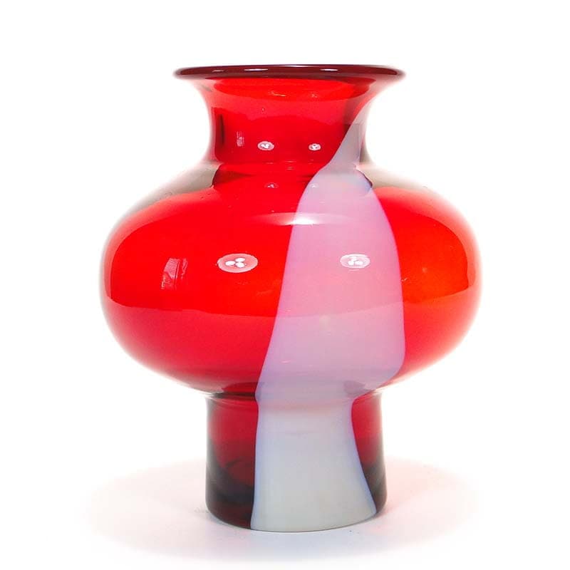 Vase Cyntia, red white purple soda-lime glass, by Z. Horbowy, Huta Szkła Inwald, Poland, 1970s - 325149