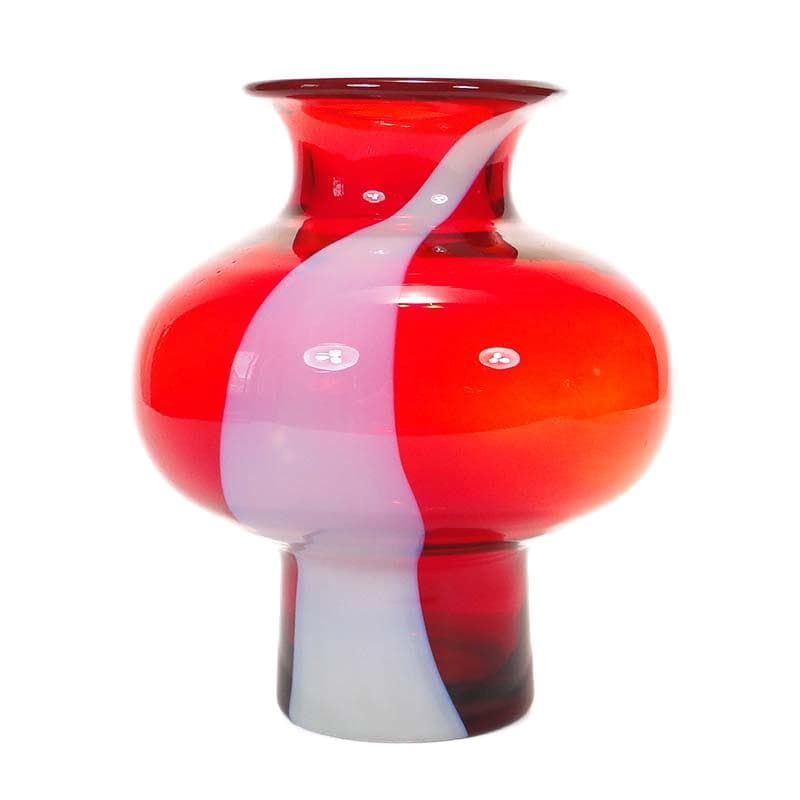 Vase Cyntia, red white purple soda-lime glass, by Z. Horbowy, Huta Szkła Inwald, Poland, 1970s