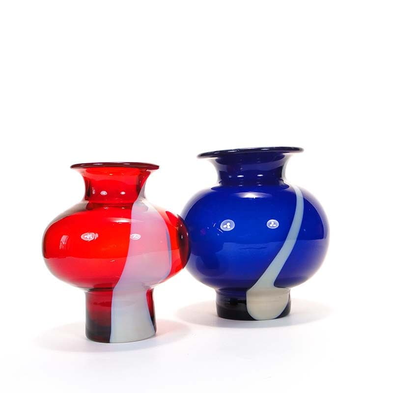 Vase Cyntia, red white purple soda-lime glass, by Z. Horbowy, Huta Szkła Inwald, Poland, 1970s - 325144