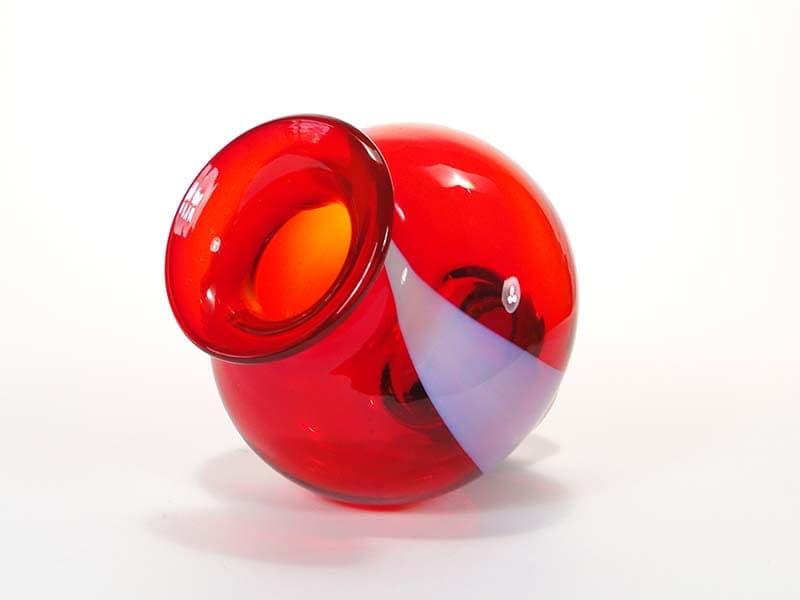 Vase Cyntia, red white purple soda-lime glass, by Z. Horbowy, Huta Szkła Inwald, Poland, 1970s - 325146