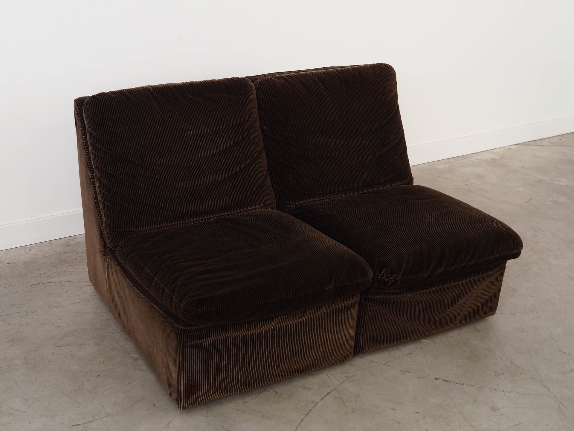 Sofa modułowa, welur brązowy, drewno, metal, Busnelli, Włochy, lata 70. - 325222
