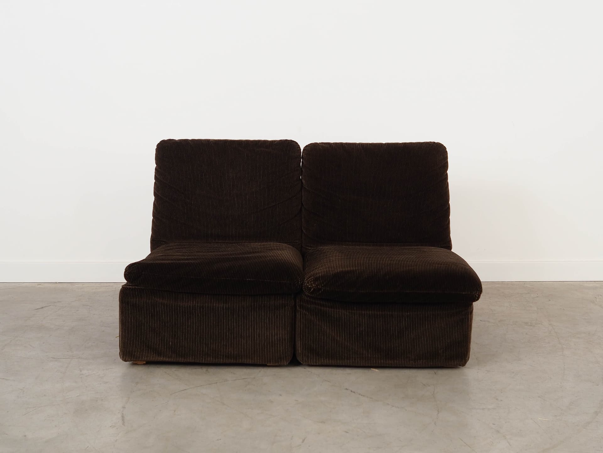 Sofa modułowa, welur brązowy, drewno, metal, Busnelli, Włochy, lata 70. - 325221