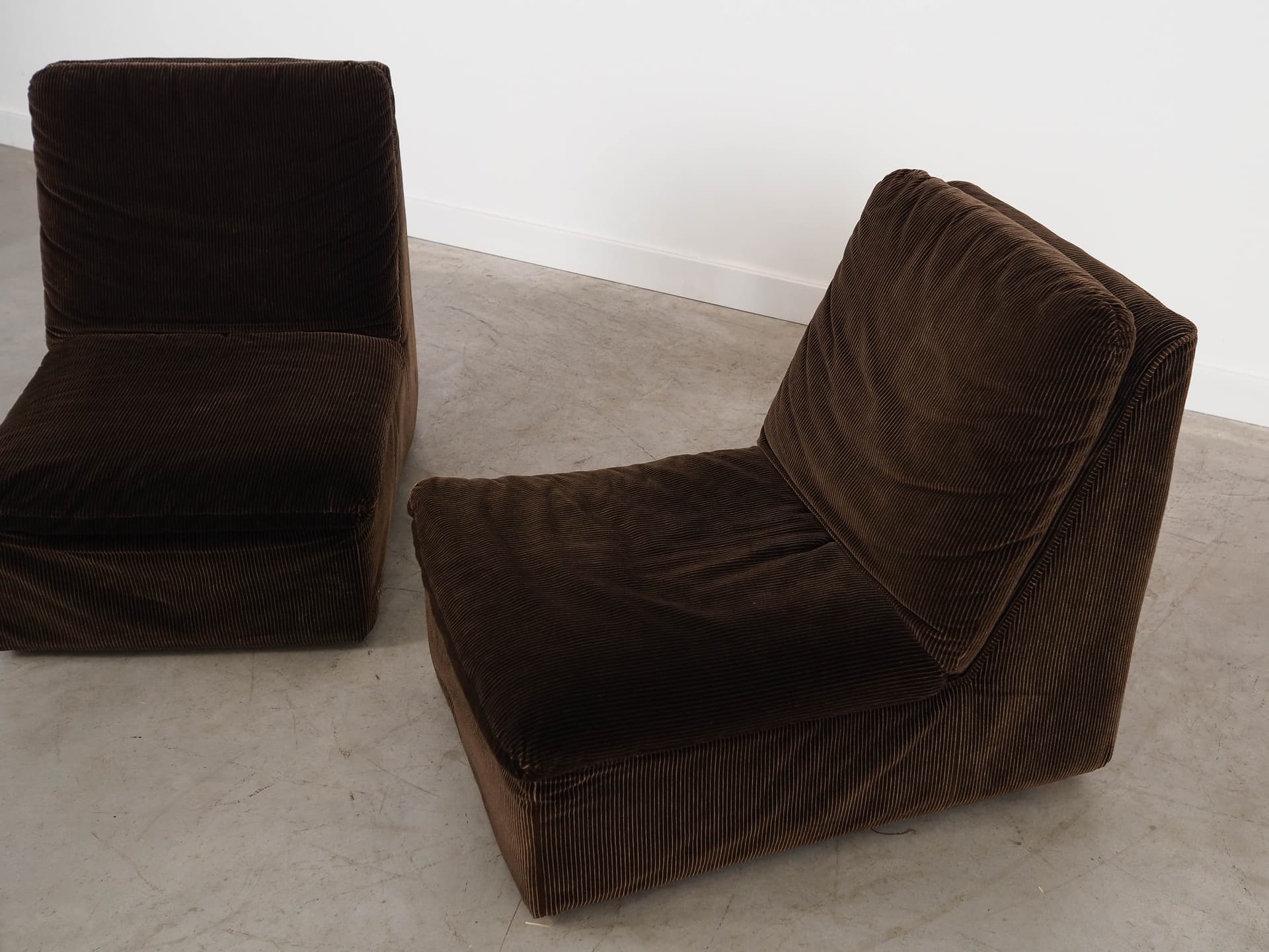 Sofa modułowa, welur brązowy, drewno, metal, Busnelli, Włochy, lata 70. - 325224