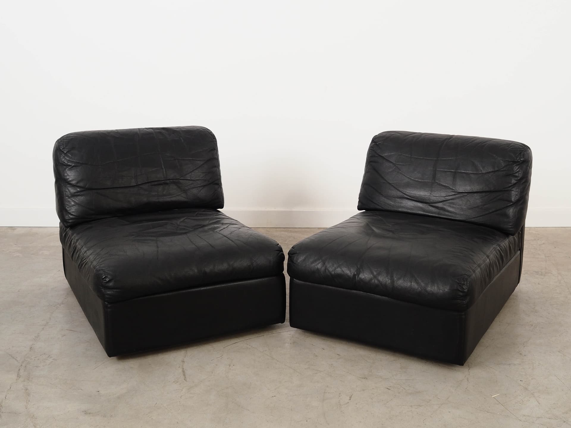 Sofa modułowa, skóra czarna, Włochy, lata 70. - 325232