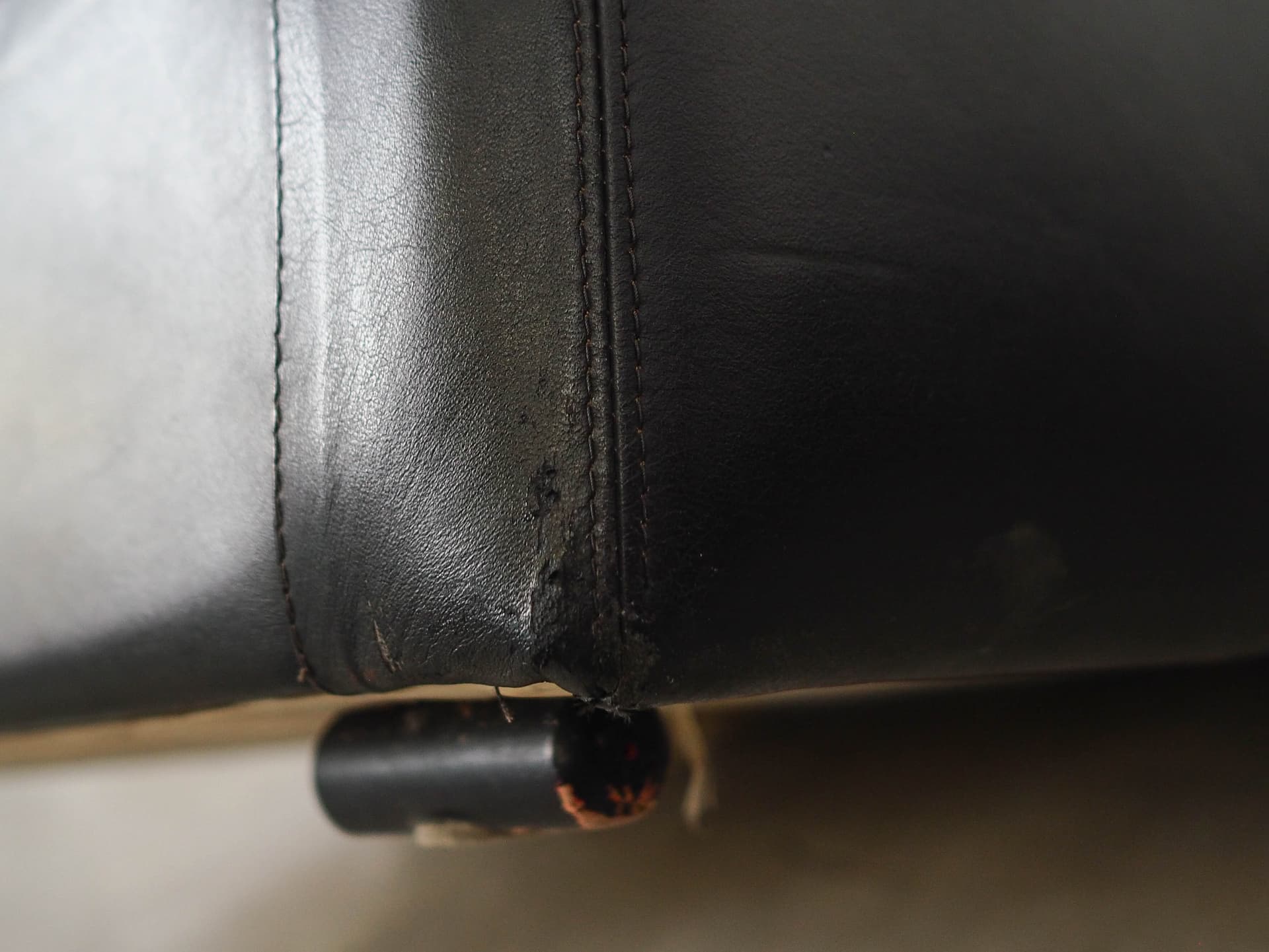 Sofa modułowa, skóra czarna, Włochy, lata 70. - 325242