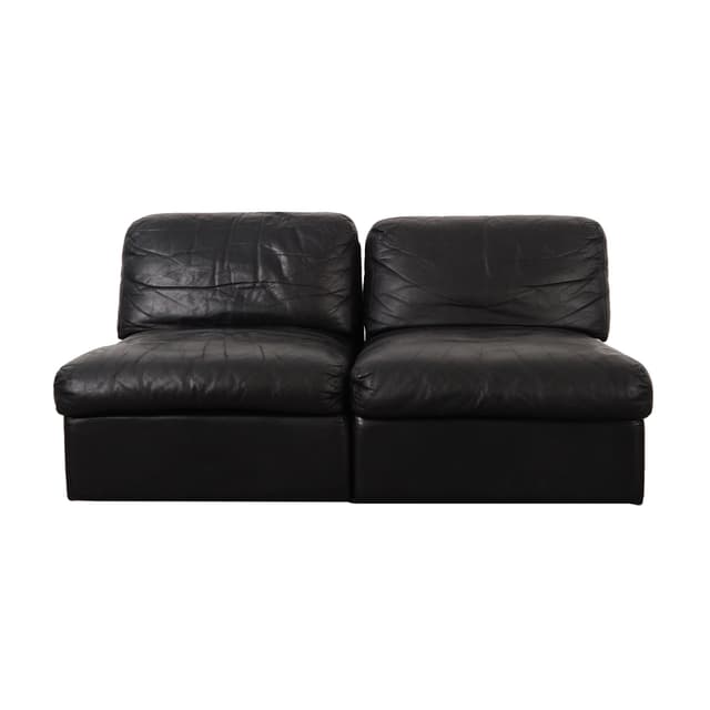 Sofa modułowa, skóra czarna, Włochy, lata 70. - WYMIARY