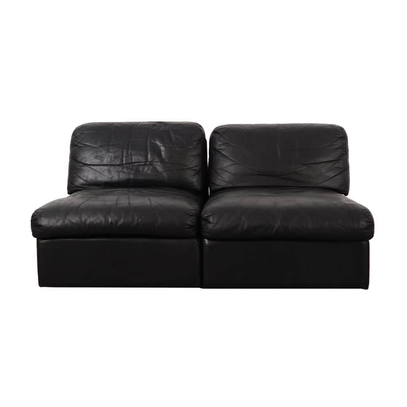 Sofa modułowa, skóra czarna, Włochy, lata 70.