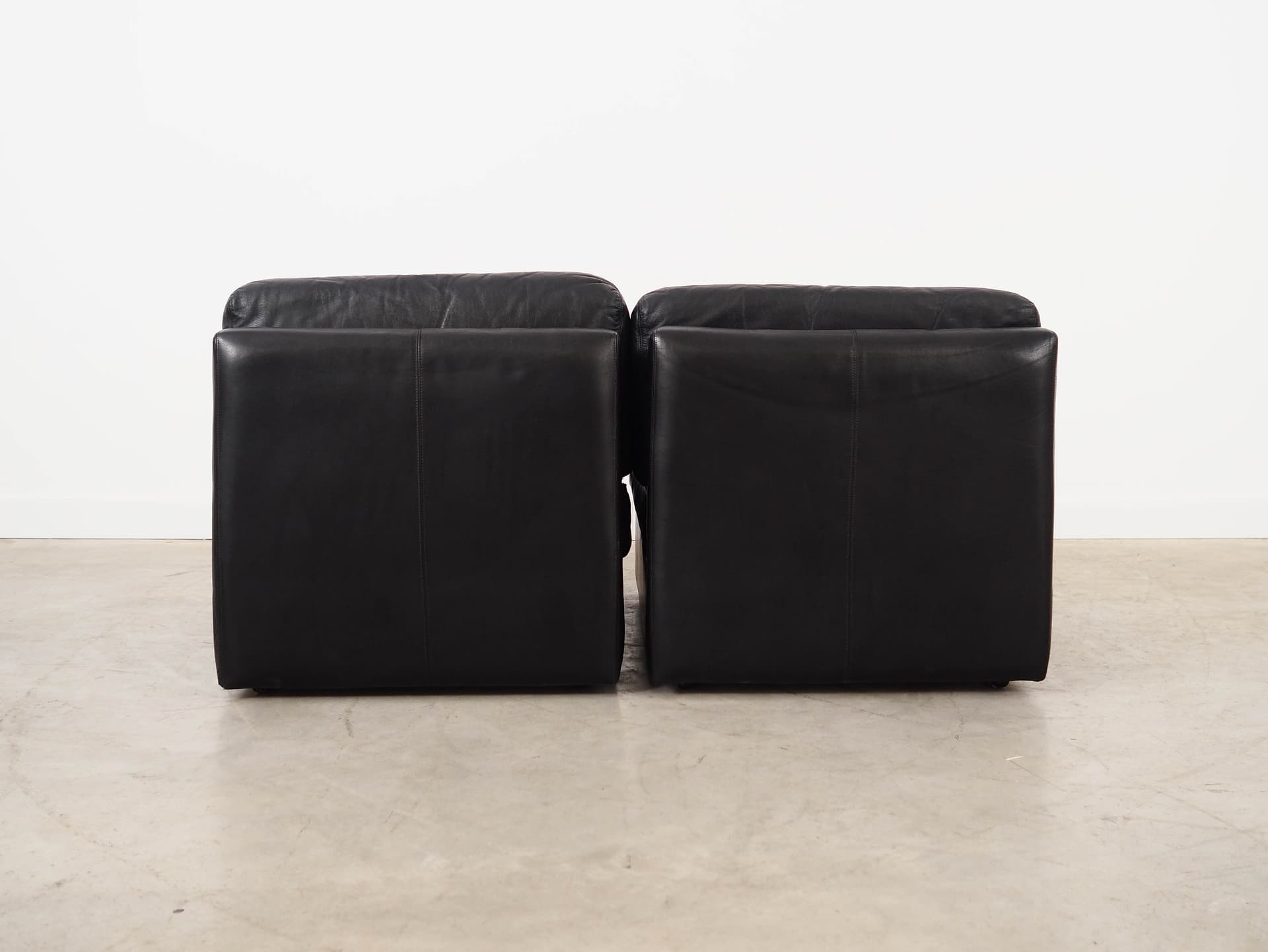 Sofa modułowa, skóra czarna, Włochy, lata 70. - 325236