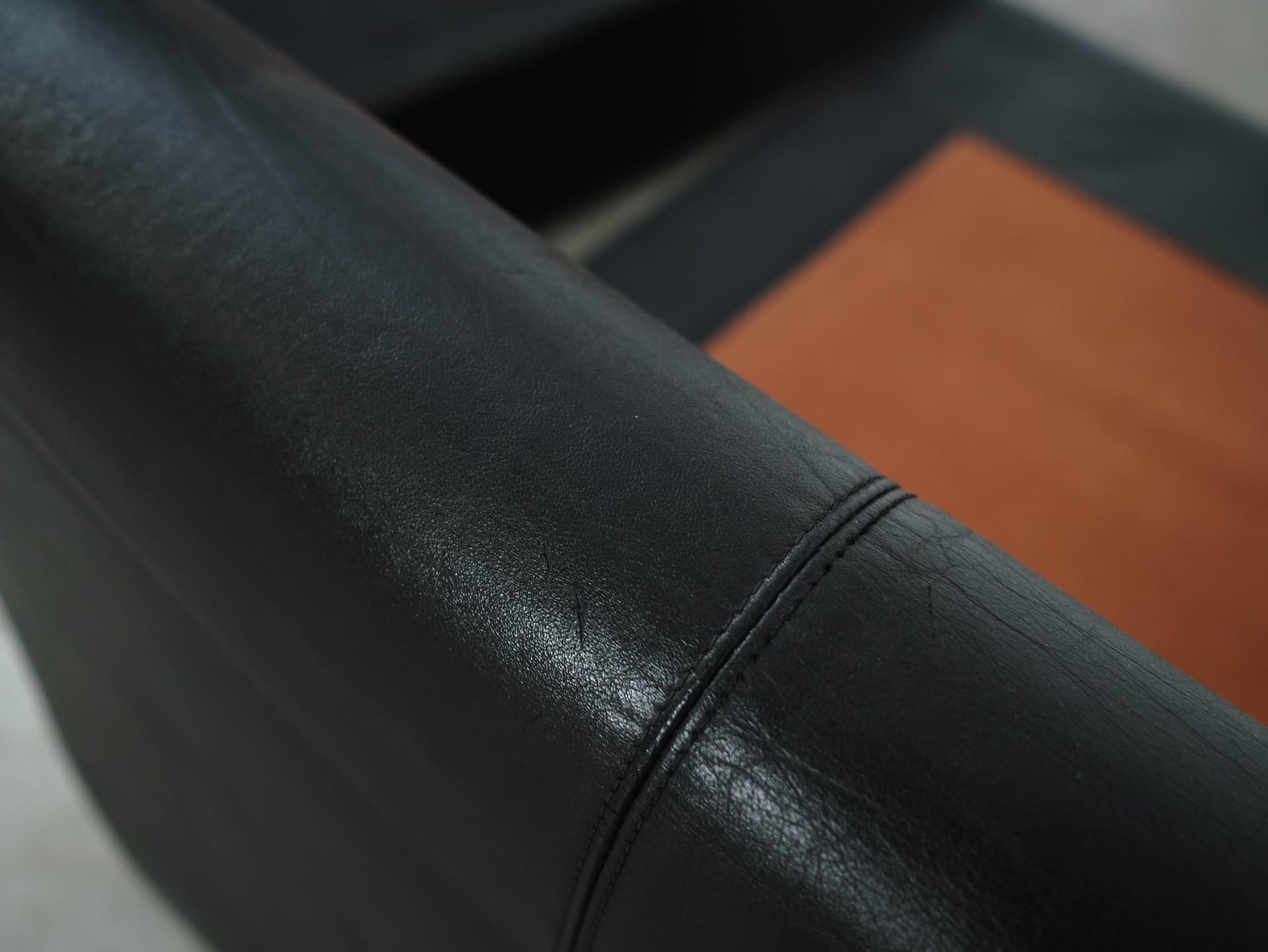 Sofa modułowa, skóra czarna, Włochy, lata 70. - 325241