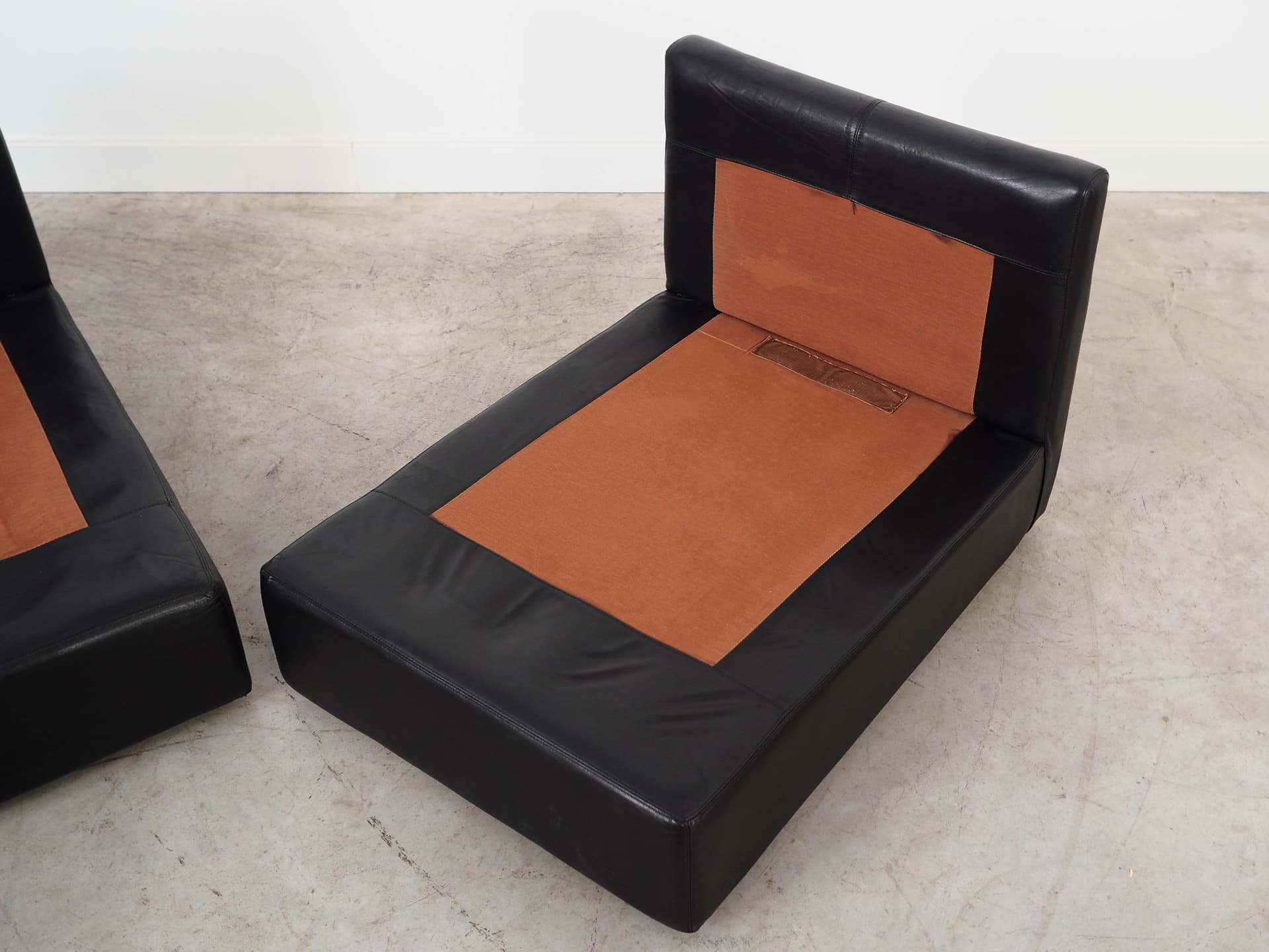 Sofa modułowa, skóra czarna, Włochy, lata 70. - 325240