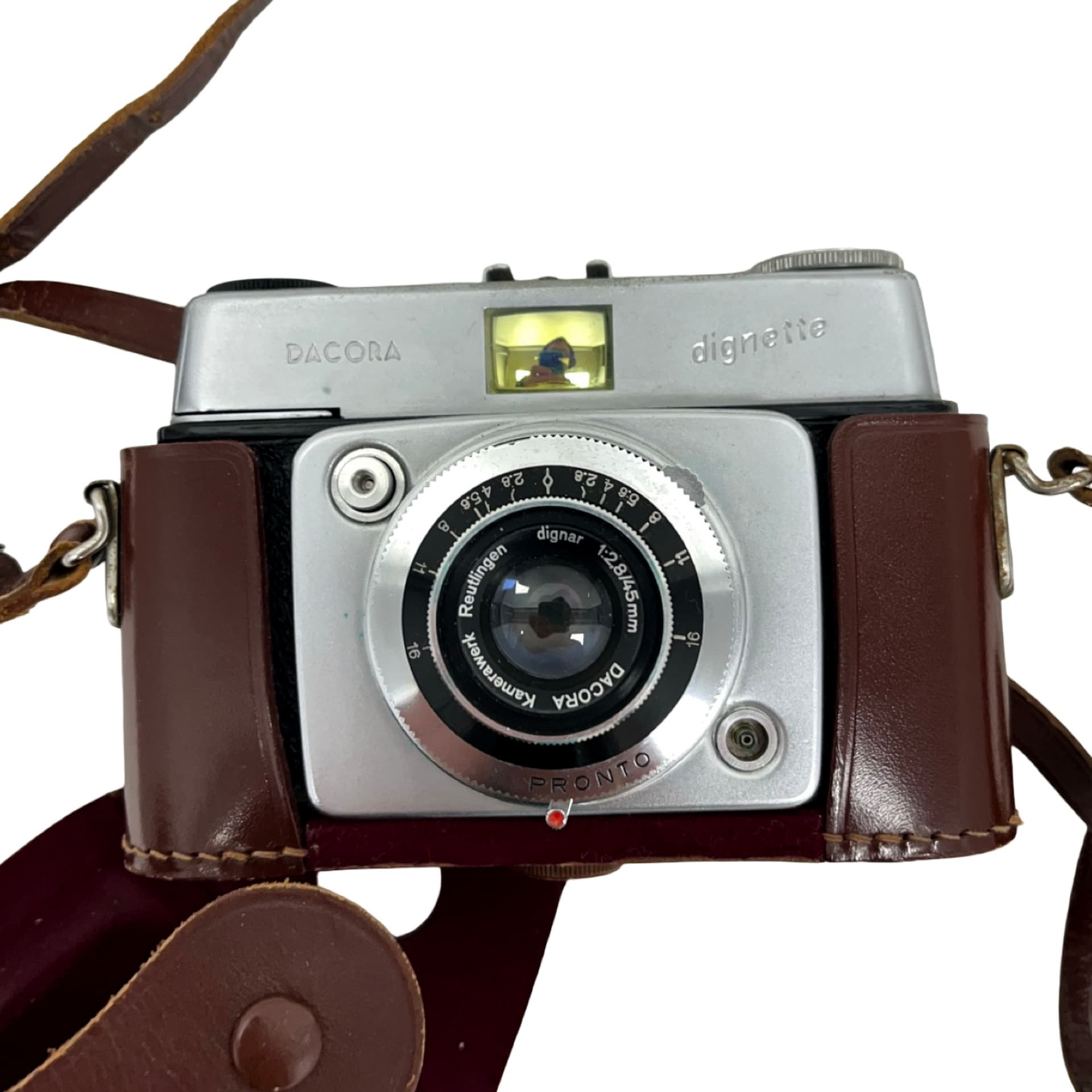 Camera Dacora Dignette, silver metal, black leather, Germany, 1950s - 325338