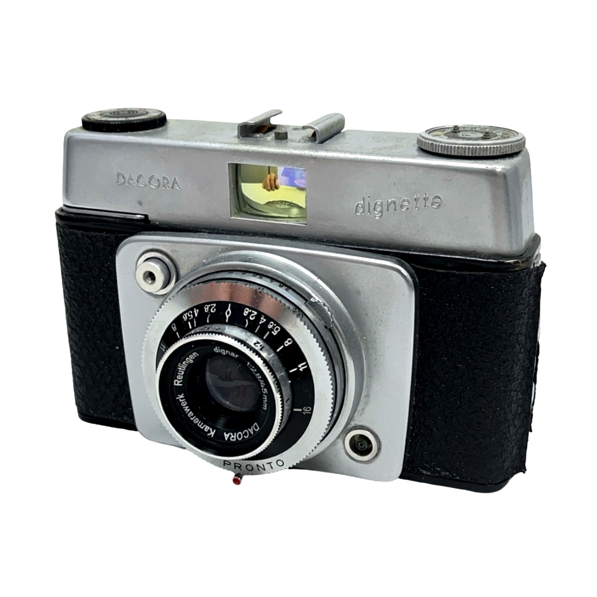 Camera Dacora Dignette, silver metal, black leather, Germany, 1950s - 325334