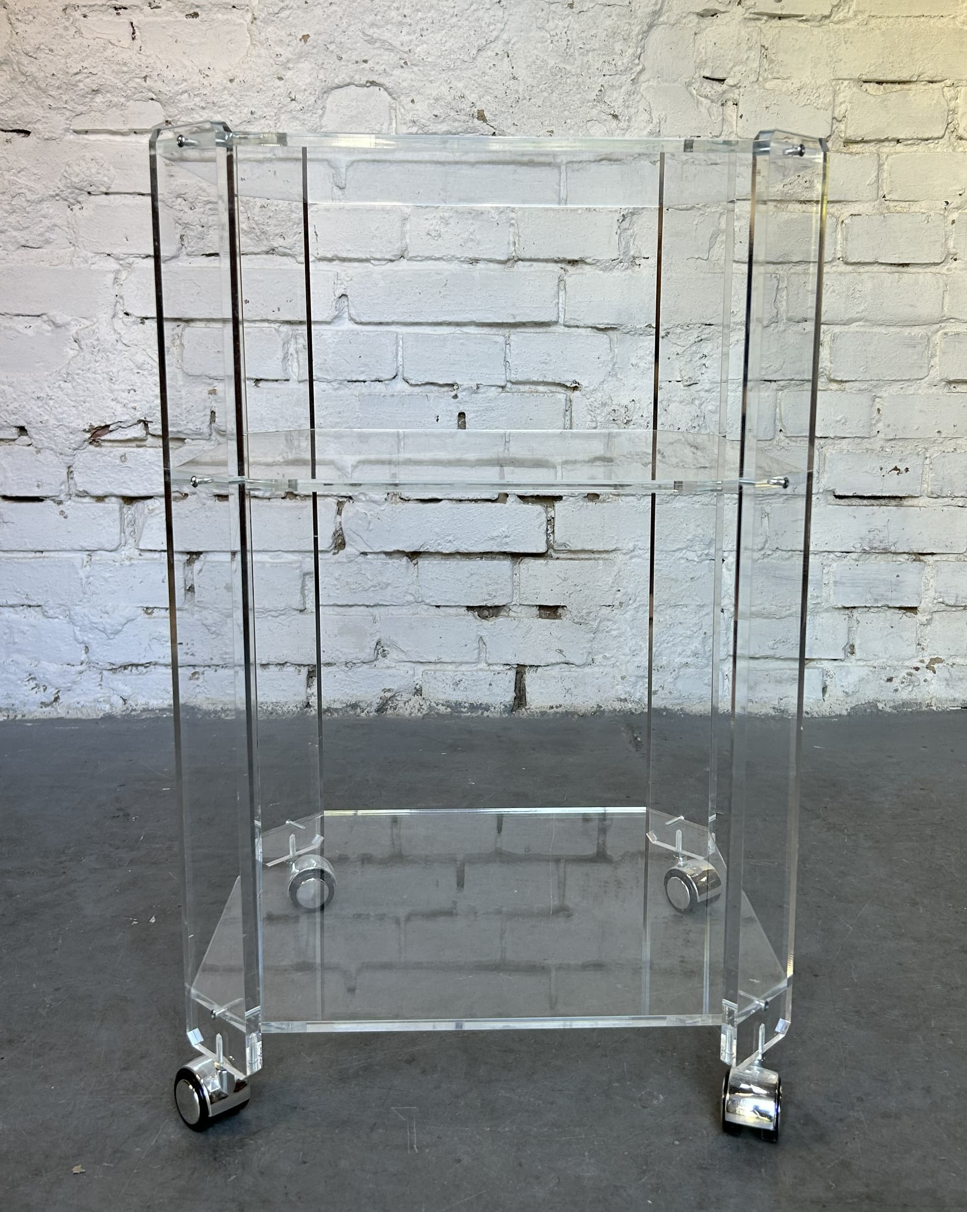 Regał Space Age, akryl transparentny, metal chrom, lata 70. - 325316