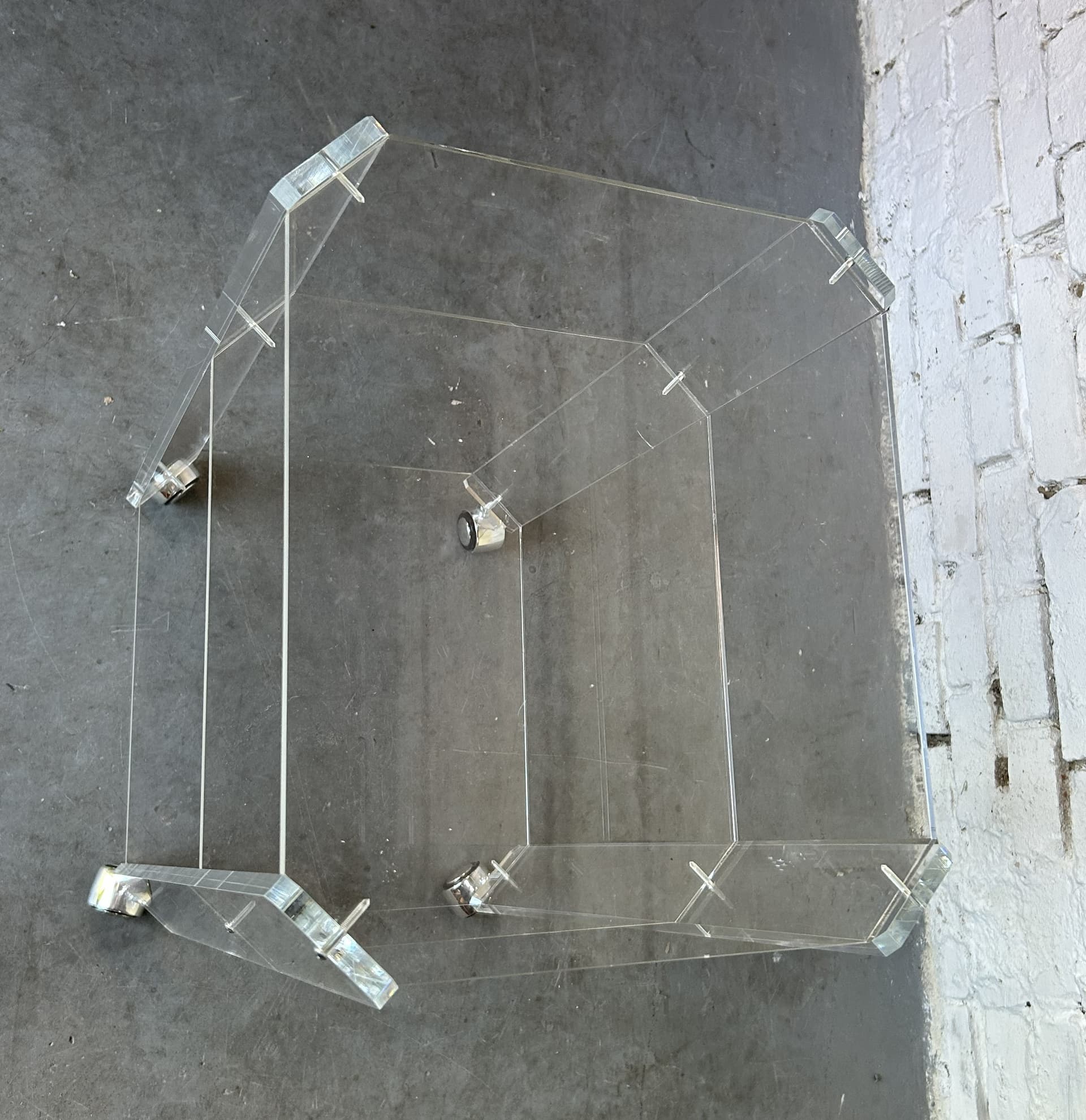 Regał Space Age, akryl transparentny, metal chrom, lata 70. - 325318