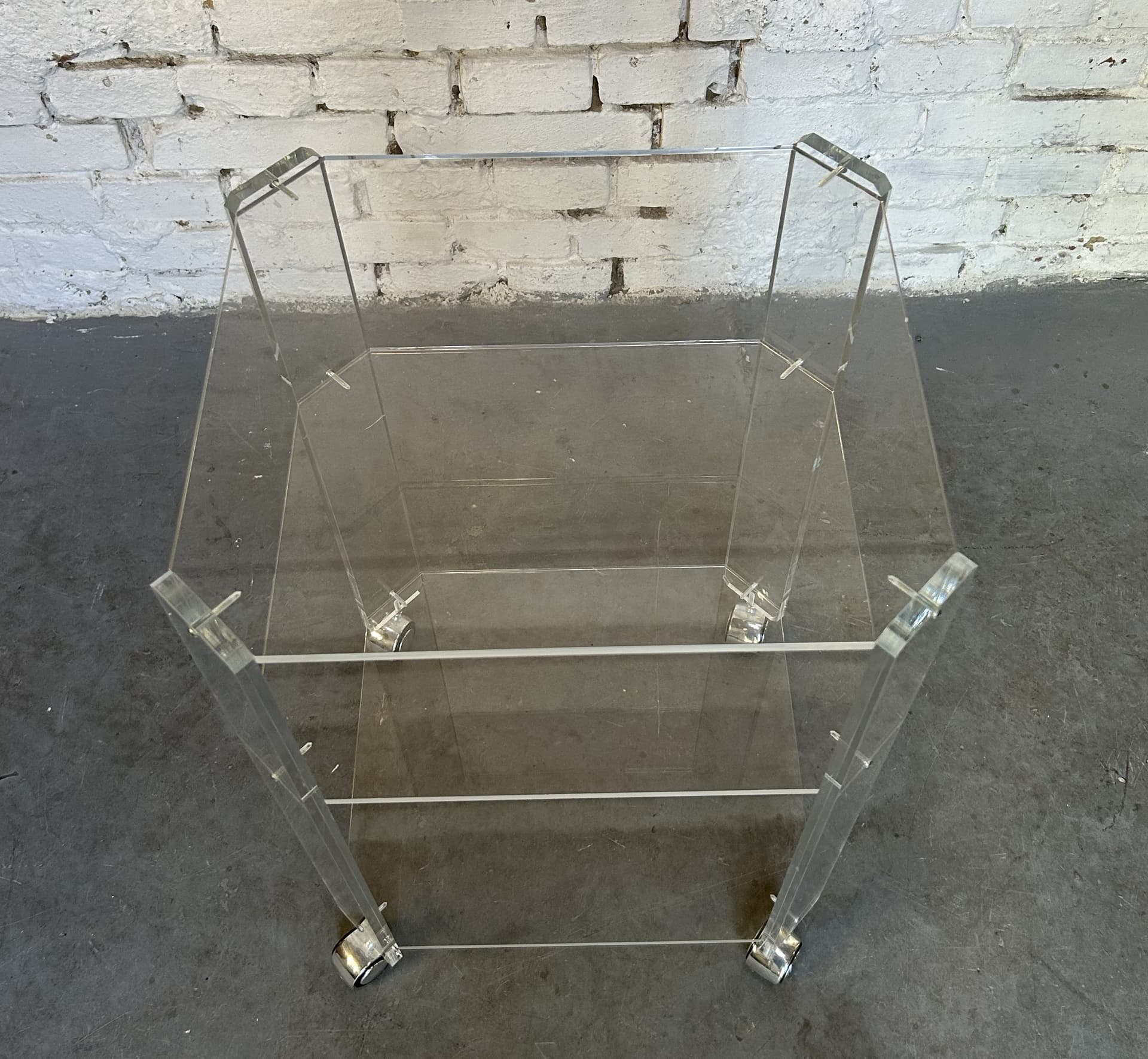 Regał Space Age, akryl transparentny, metal chrom, lata 70. - 325314