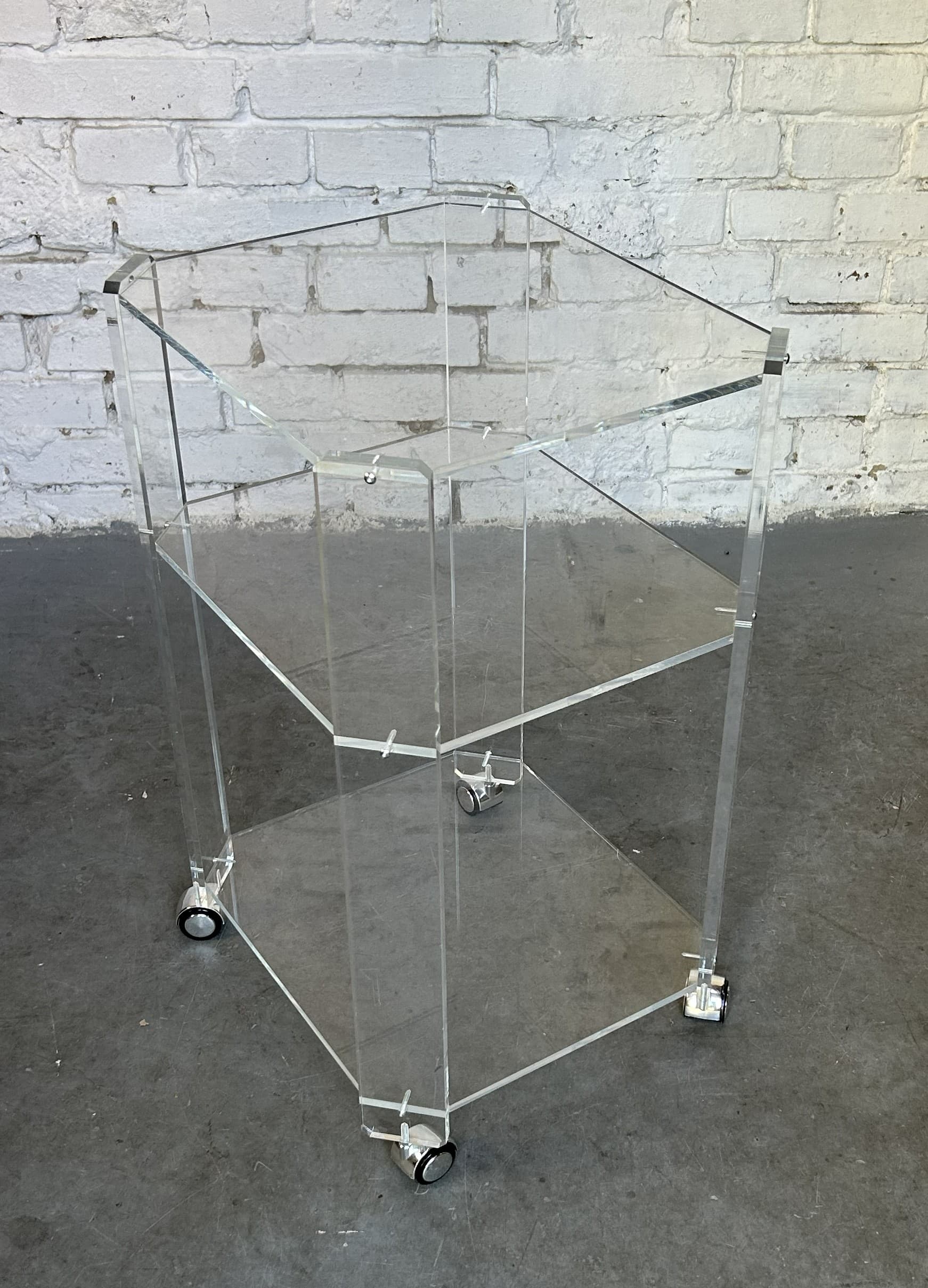 Regał Space Age, akryl transparentny, metal chrom, lata 70. - 325313