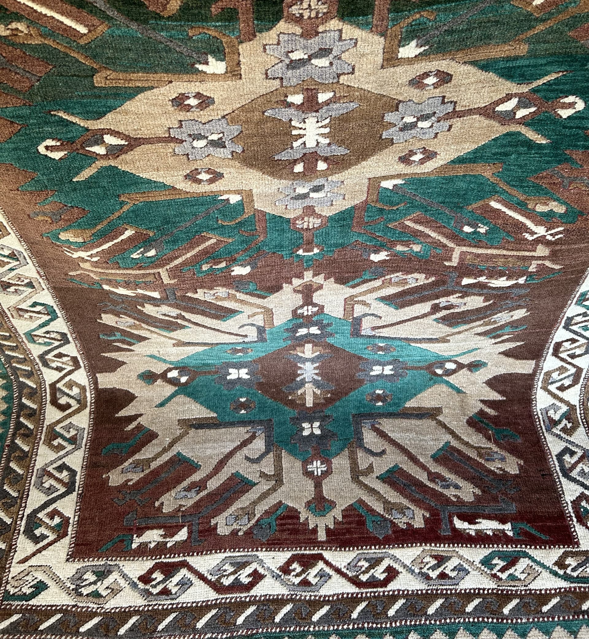 Rug Anatolian 170x250 cm, brown green, wool, Turkey - 325346