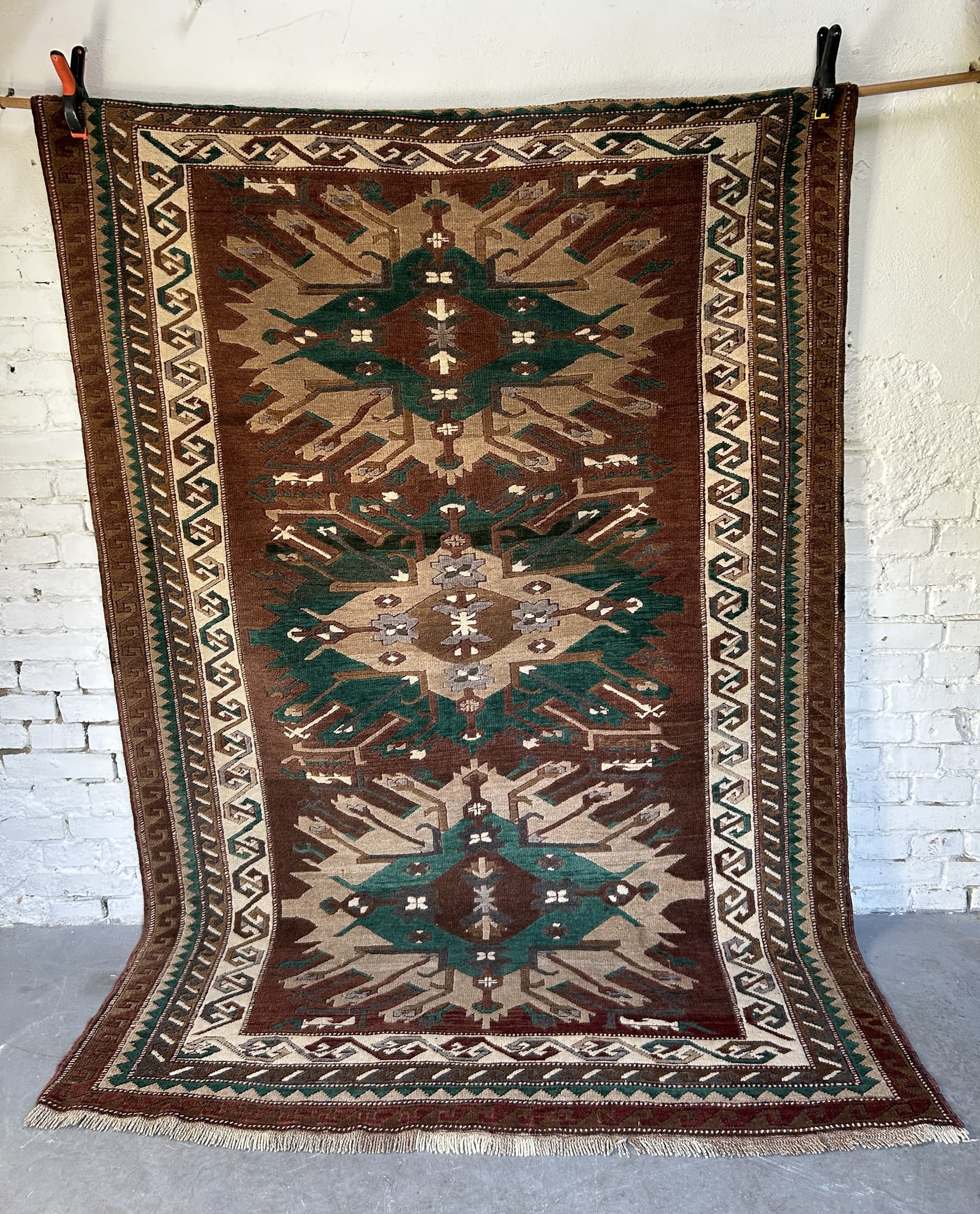 Rug Anatolian 170x250 cm, brown green, wool, Turkey - 325344