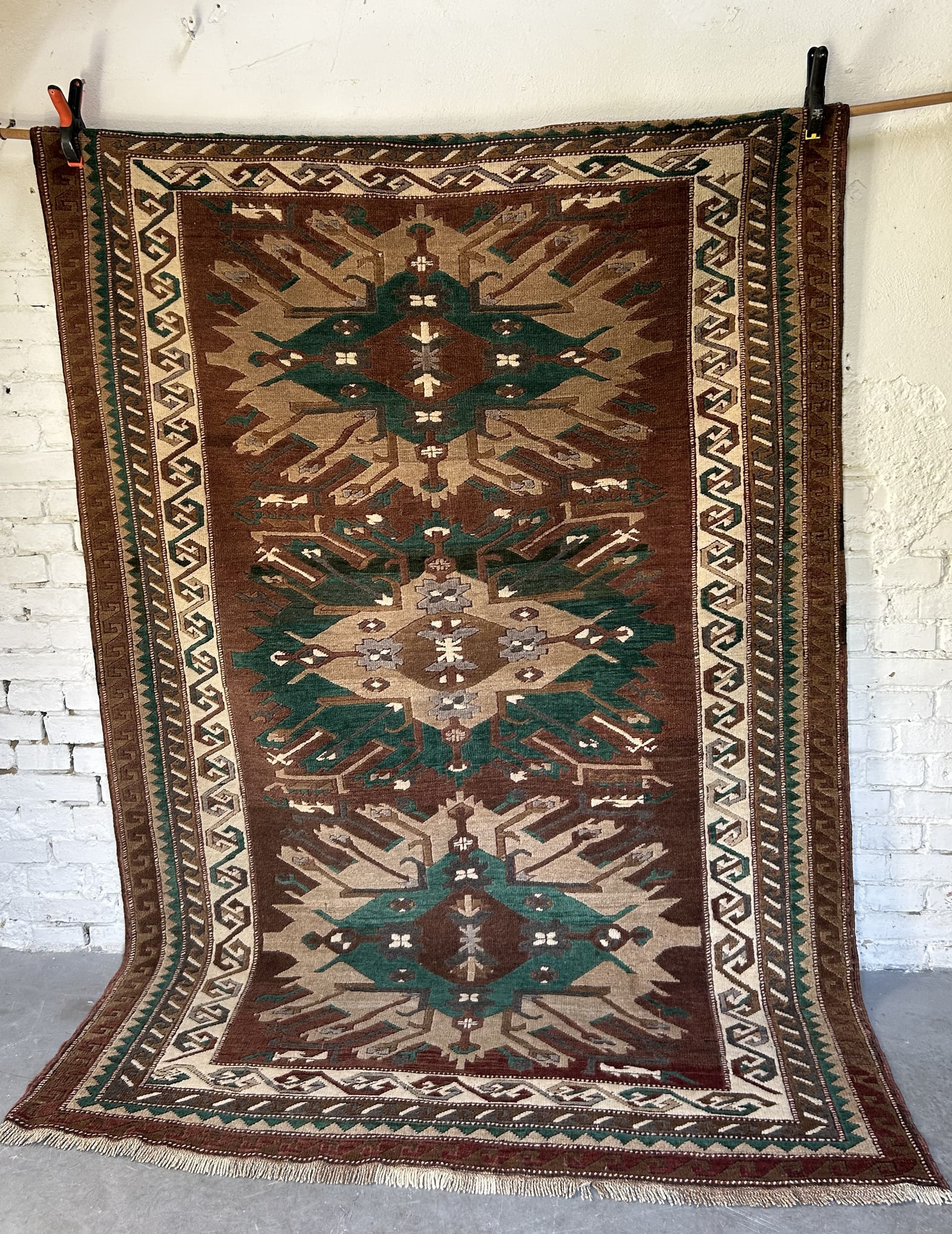 Rug Anatolian 170x250 cm, brown green, wool, Turkey - 325341