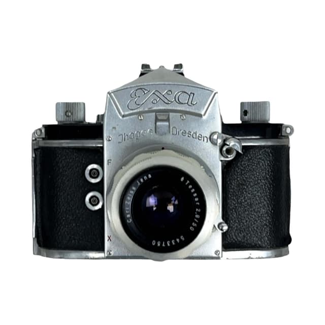 Camera Exa, silver black, metal leather, Germany, 1950s - DIMENSION