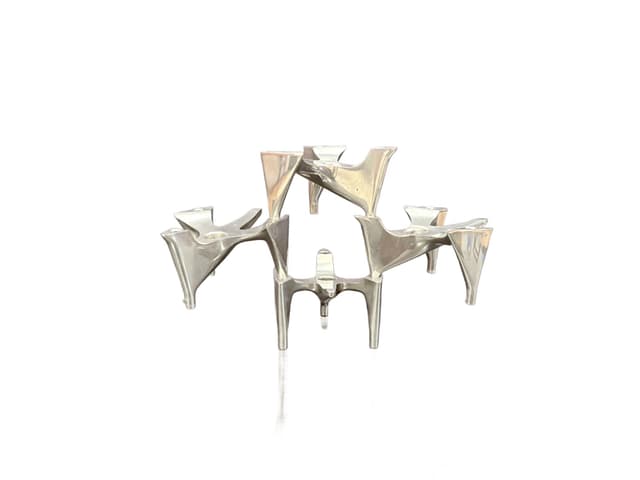 Set of Four Modular Candle Holders Space Age, silver, chrome stainless steel, Hammonia Motard, Germany, 1970s. - DIMENSION