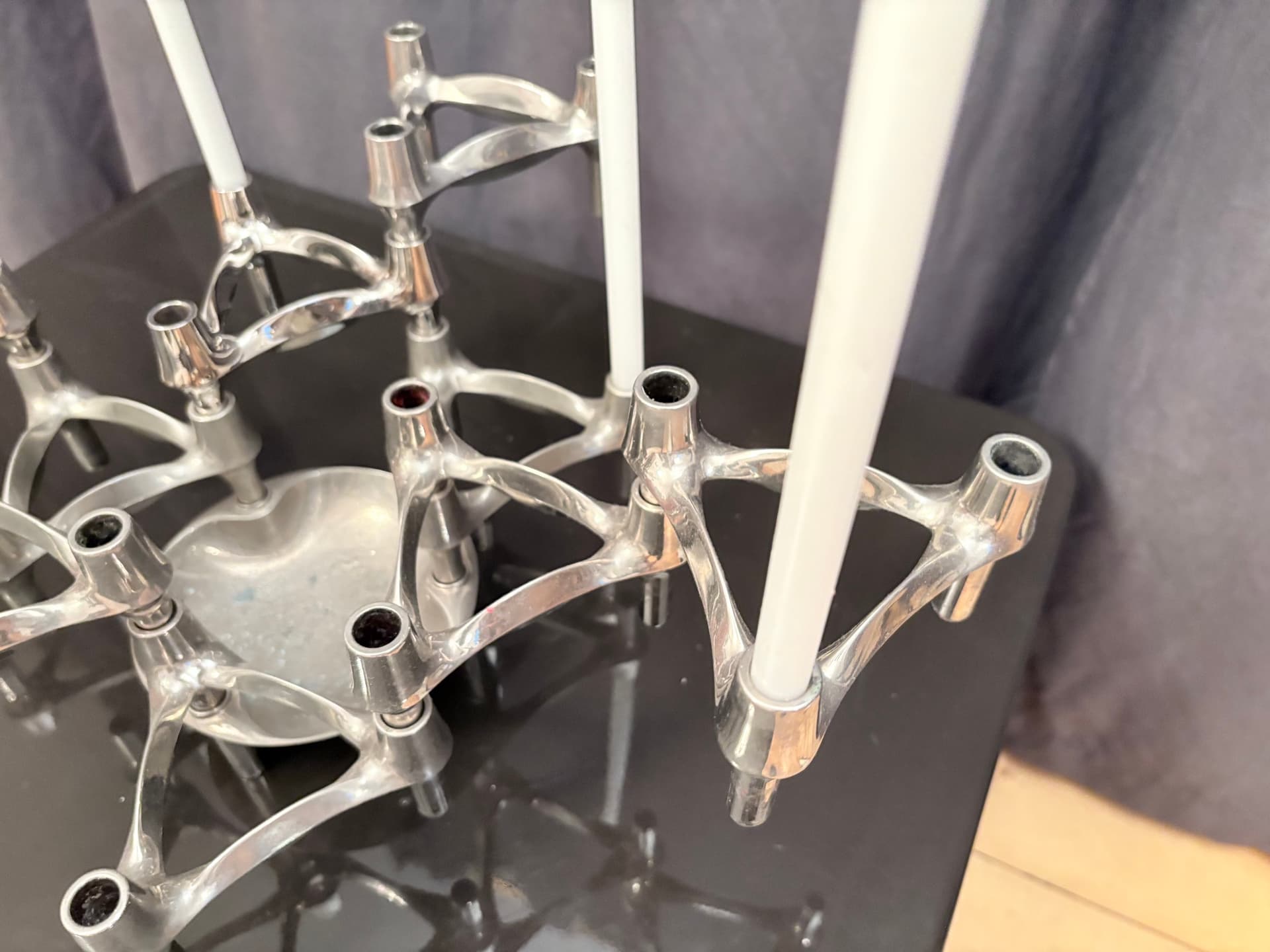 Set of Eleven Modular Candleholders, silver chrome, Germany, 1960s. - 325383
