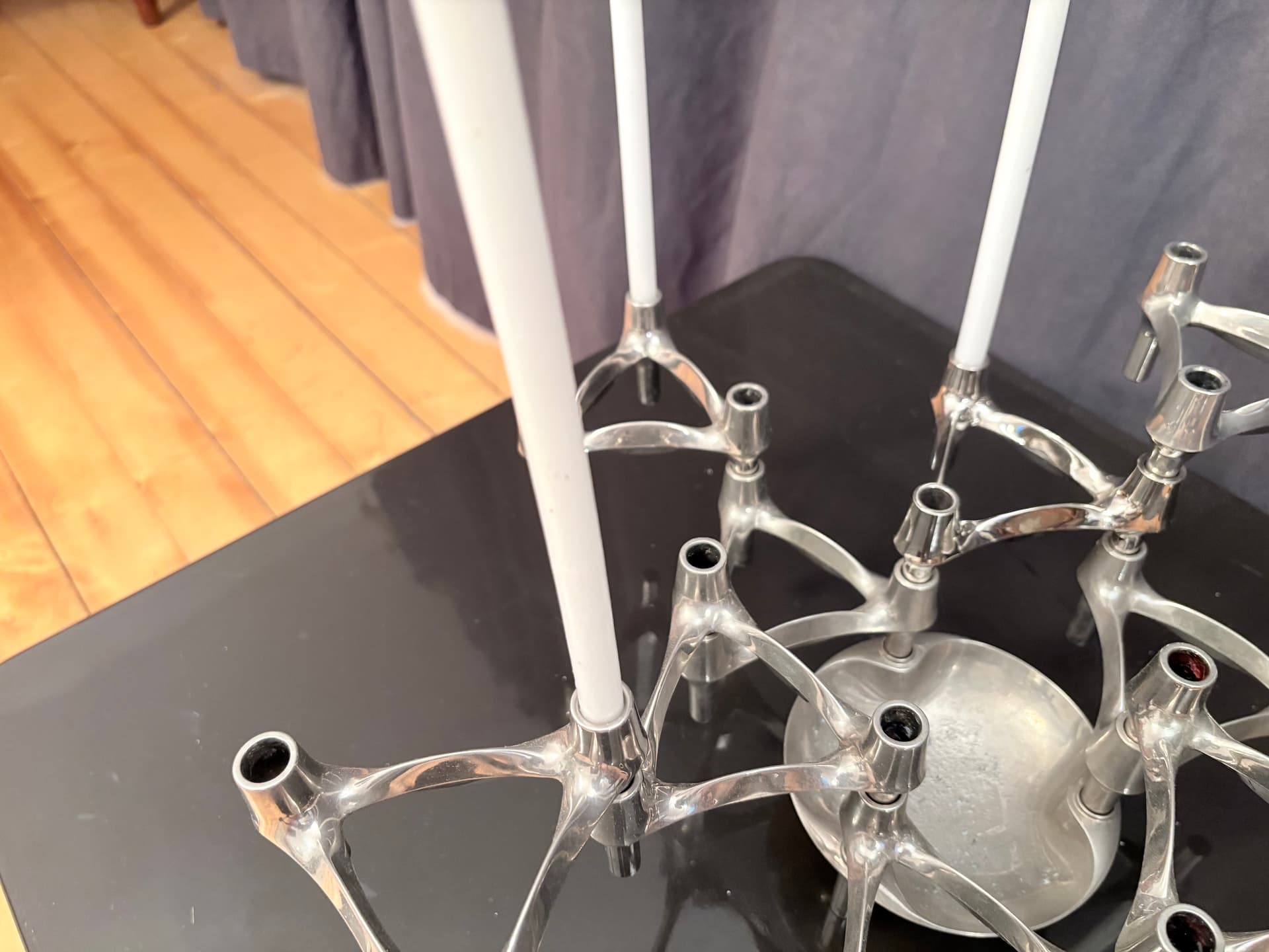Set of Eleven Modular Candleholders, silver chrome, Germany, 1960s. - 325384