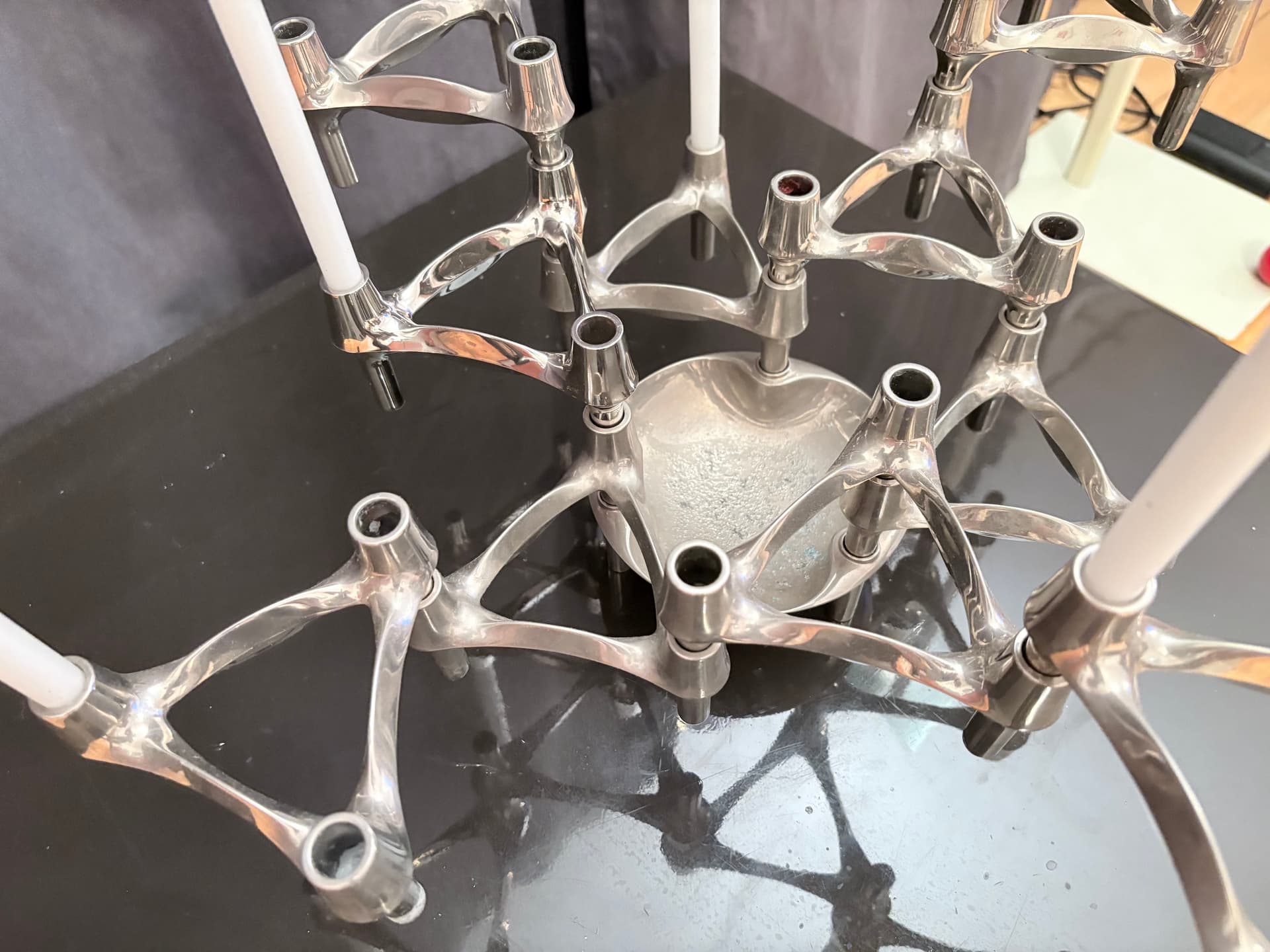 Set of Eleven Modular Candleholders, silver chrome, Germany, 1960s. - 325378