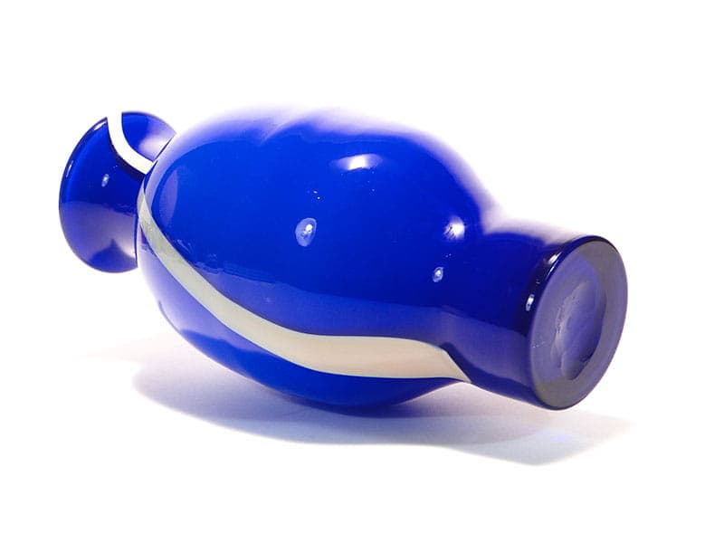 Vase Cyntia, blue white colored soda-lime glass, by Z. Horbowy, Huta Szkła Inwald, Poland, 1970s. - 325428