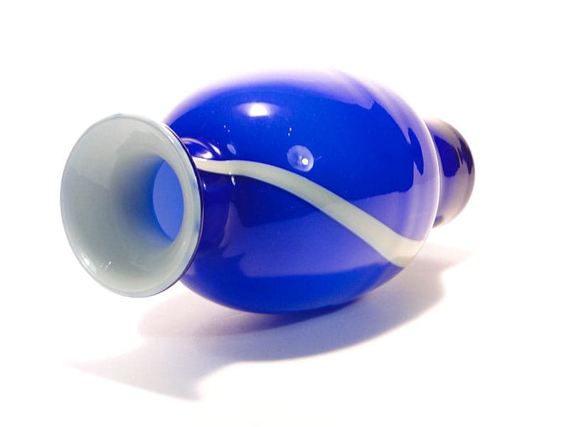 Vase Cyntia, blue white colored soda-lime glass, by Z. Horbowy, Huta Szkła Inwald, Poland, 1970s. - 325429