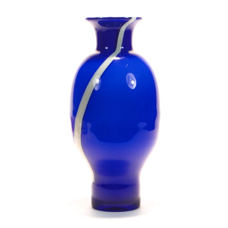 Vase Cyntia, blue white colored soda-lime glass, by Z. Horbowy, Huta Szkła Inwald, Poland, 1970s. - 325427