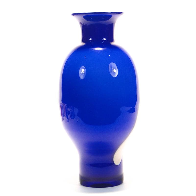 Vase Cyntia, blue white colored soda-lime glass, by Z. Horbowy, Huta Szkła Inwald, Poland, 1970s. - 325426