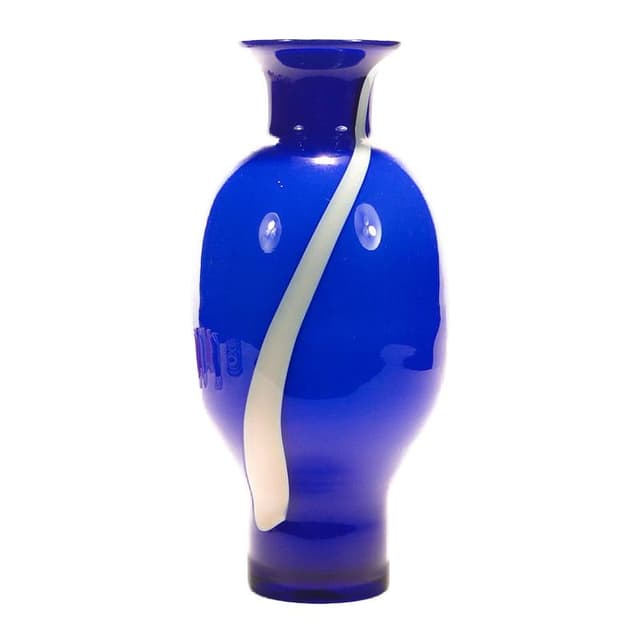 Vase Cyntia, blue white colored soda-lime glass, by Z. Horbowy, Huta Szkła Inwald, Poland, 1970s. - DIMENSION
