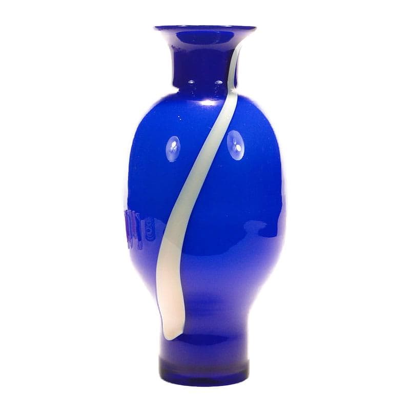 Vase Cyntia, blue white colored soda-lime glass, by Z. Horbowy, Huta Szkła Inwald, Poland, 1970s.
