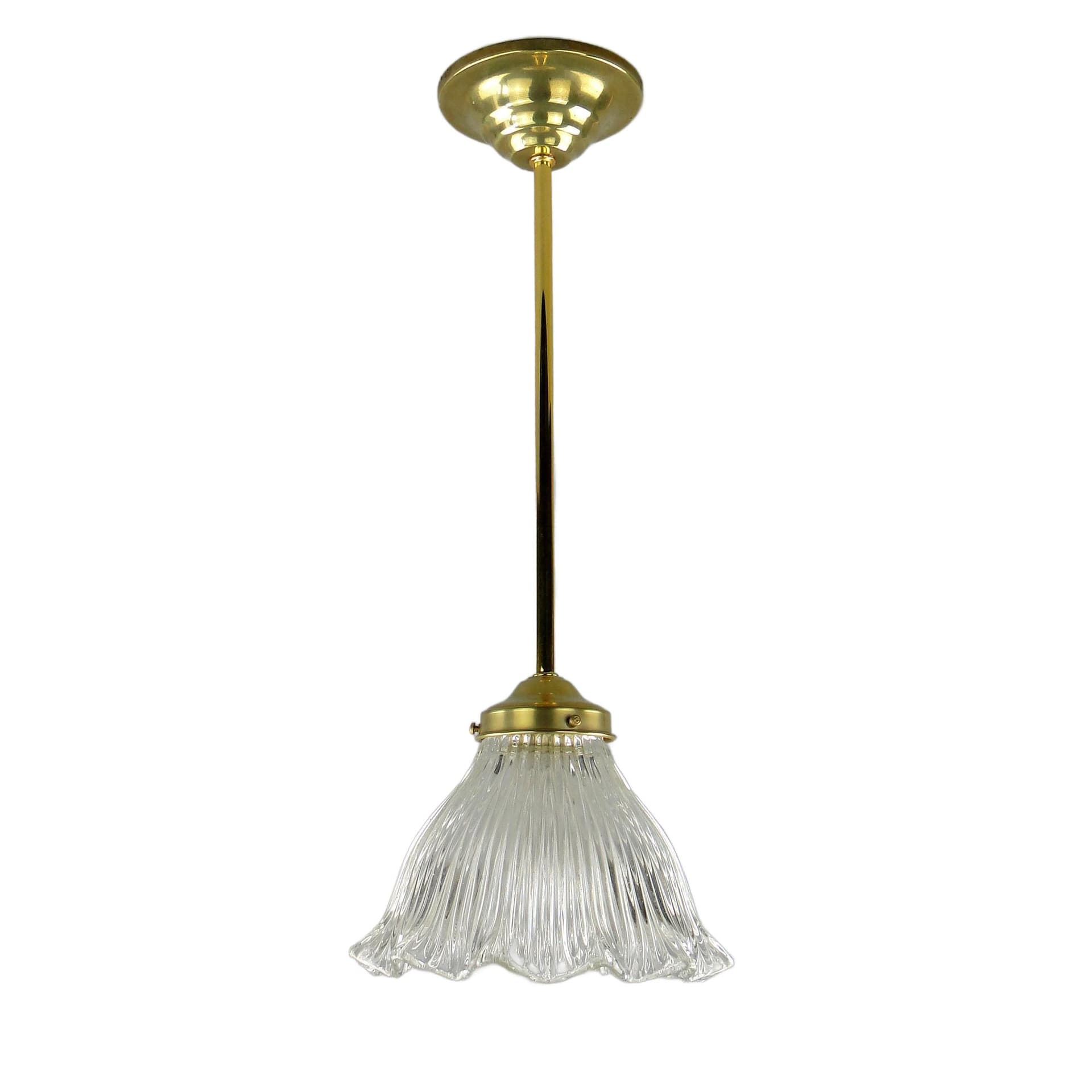 Pendant lamp Art Deco, transparent glass, Poland, 1920s.