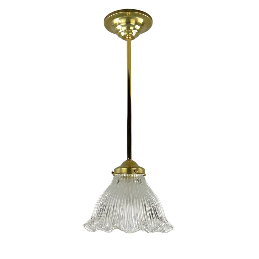 Pendant lamp Art Deco, transparent glass, Poland, 1920s.